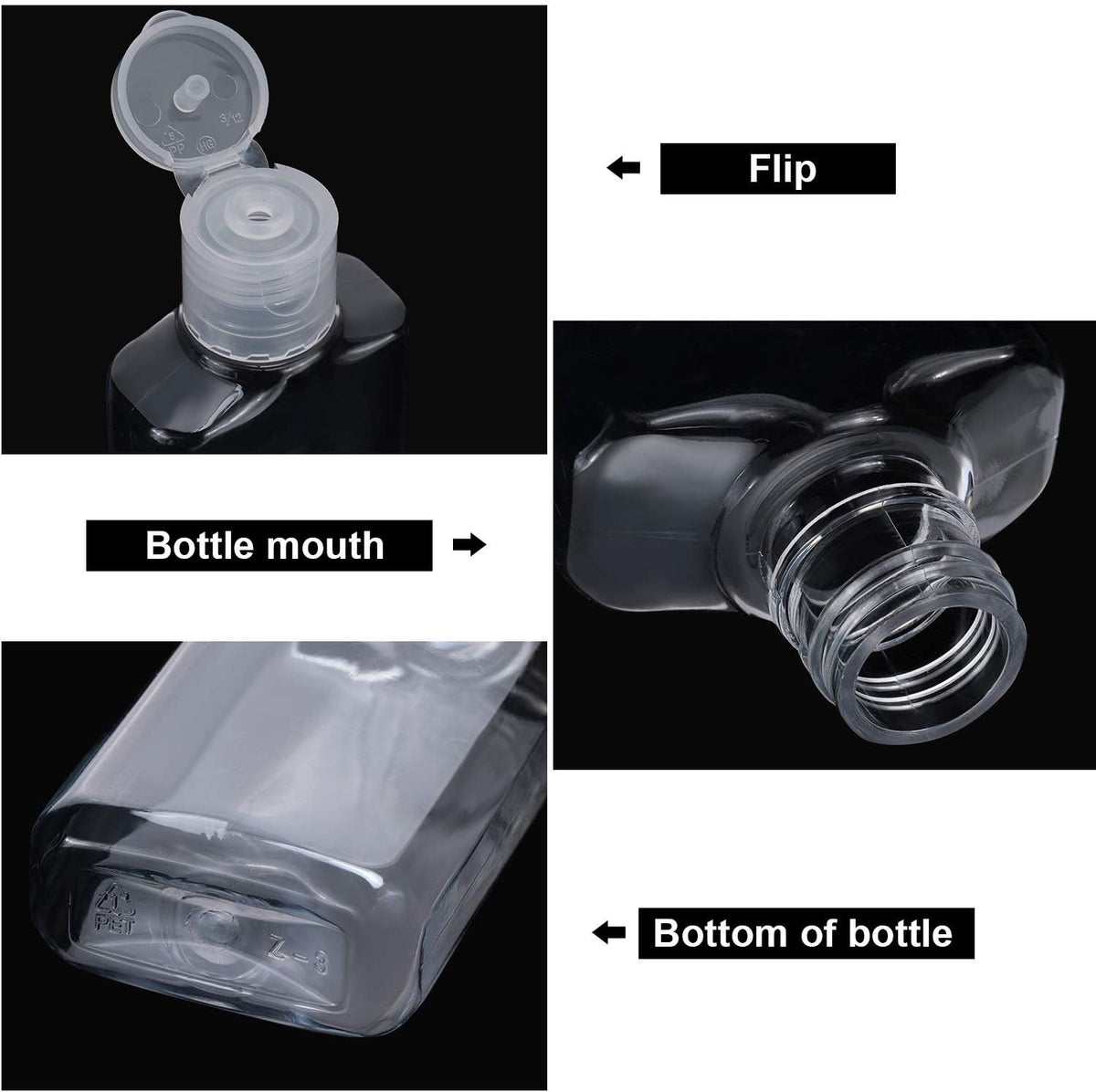 Patelai 50 Pcs Clear Empty Travel Bottles 30 ml/ 1 oz Flip Cap Empty Hand Sanitizer Bottles Container Portable Refillable Flip-top Container for Travel Outdoor Camping Business Trip