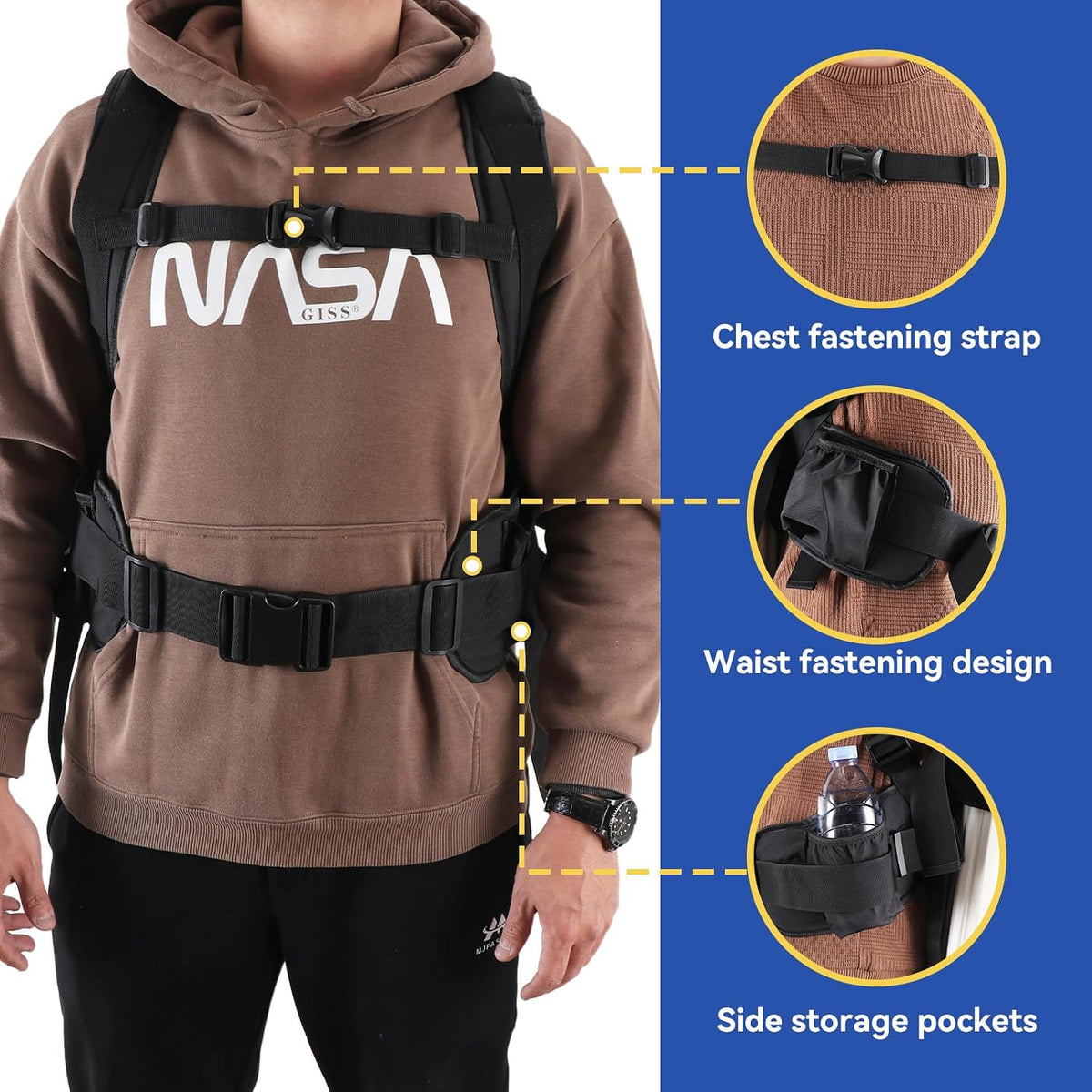 Luggage Backpack Conversion System Luggage Connector Straps – Cross Shaped External Frame Backpack with Handle, Quick-Release Lock, Backrest –Backpack Luggage Strap for Suitcase, Trolley, Handbag