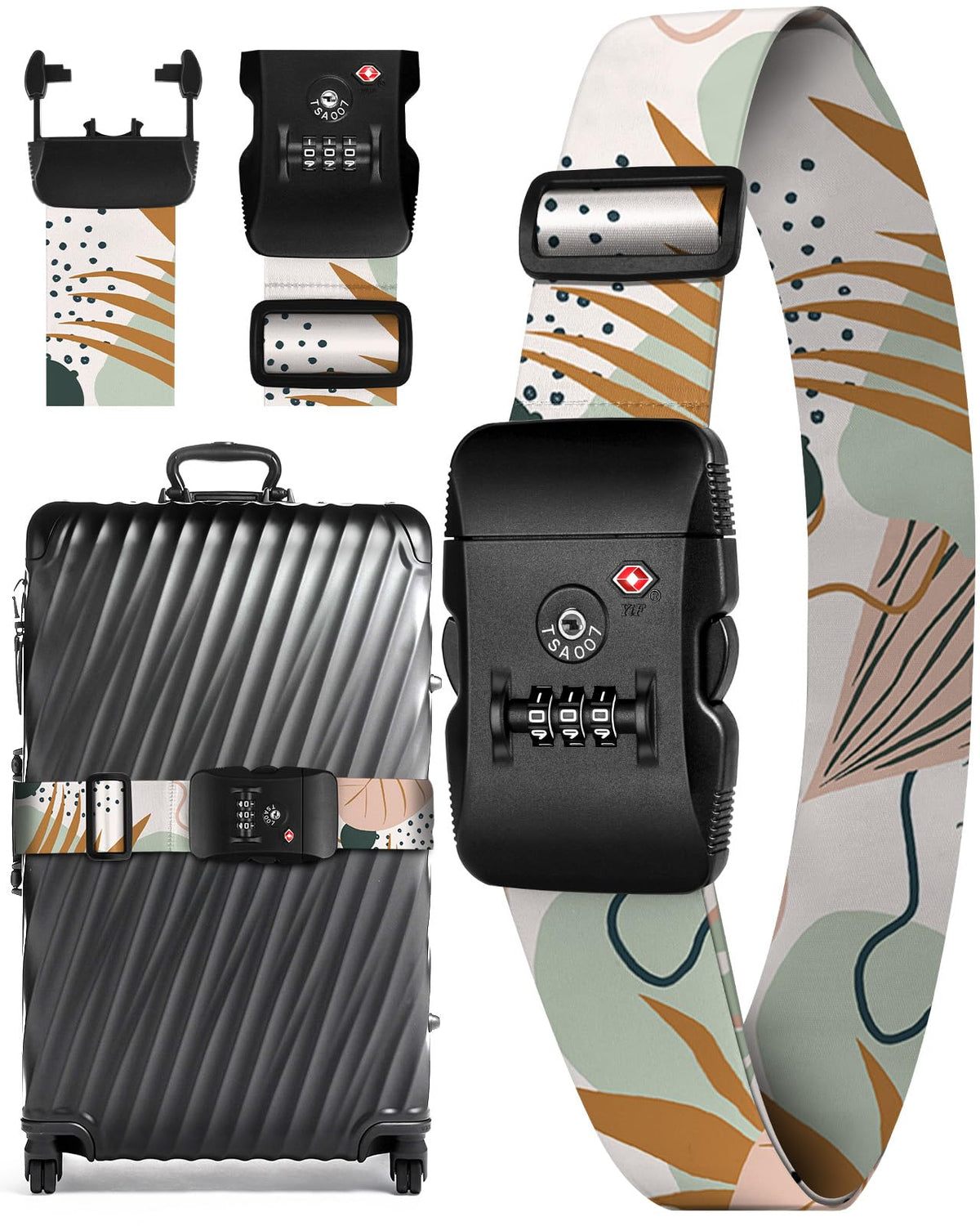 Slohif Luggage Straps TSA Lock for Suitcases - Travel Belt TSA Approved Accessories Luggage Identifiers Carry On Bag with Buckle Nylon Adjustable Band for Add a Bag Butterflies