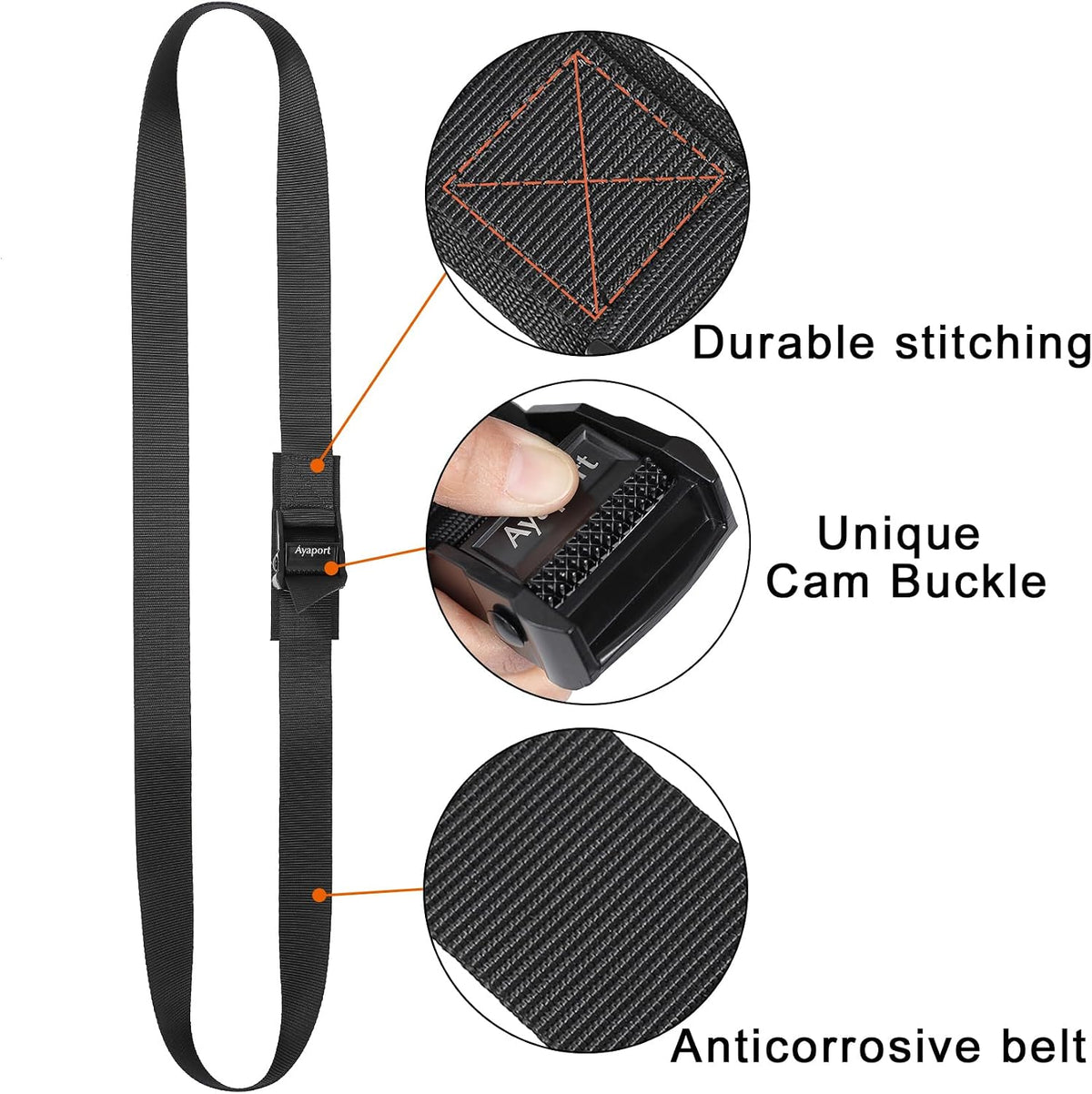 Ayaport Adjustable Lashing Straps with Buckles 1.5" x 8', 4 Pack