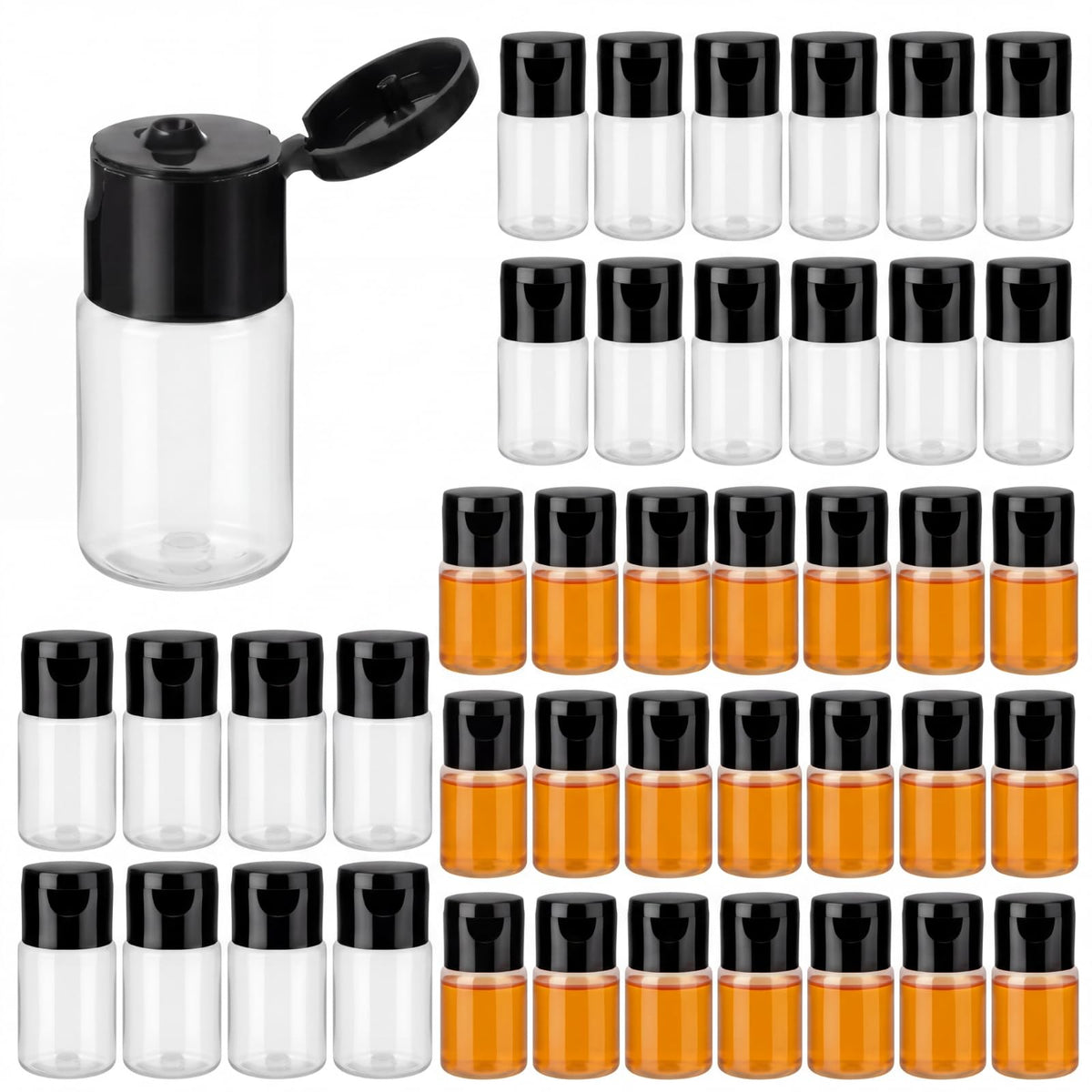 100 Pcs 15 ml/0.5 oz Small Travel Bottles with Flip Cap Leak-proof