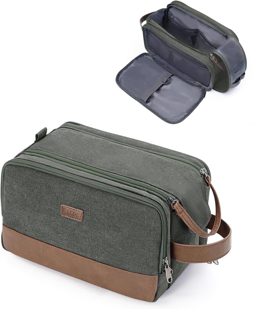 WANDF Travel Toiletry Bag for Men, Canvas Shaving Dopp Kit