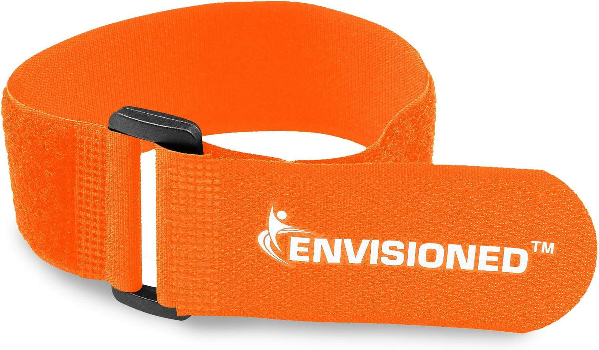 Reusable Cinch Straps 2" x 100" - 2 Pack - Hook and Loop Straps (Neon Orange)