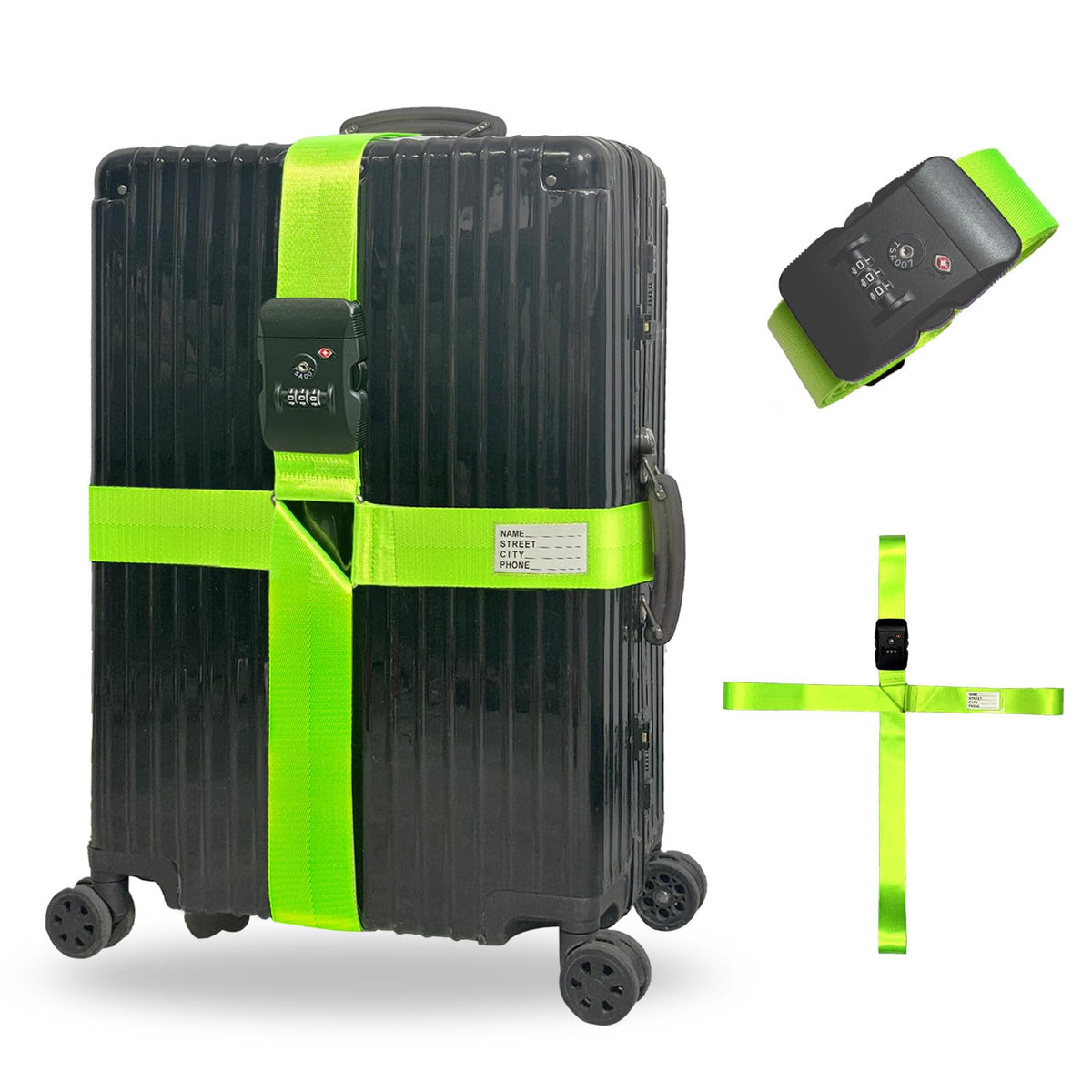 Luggage Straps TSA Approved with Lock,Suitcase Straps with Tags(Red 2 Pack)