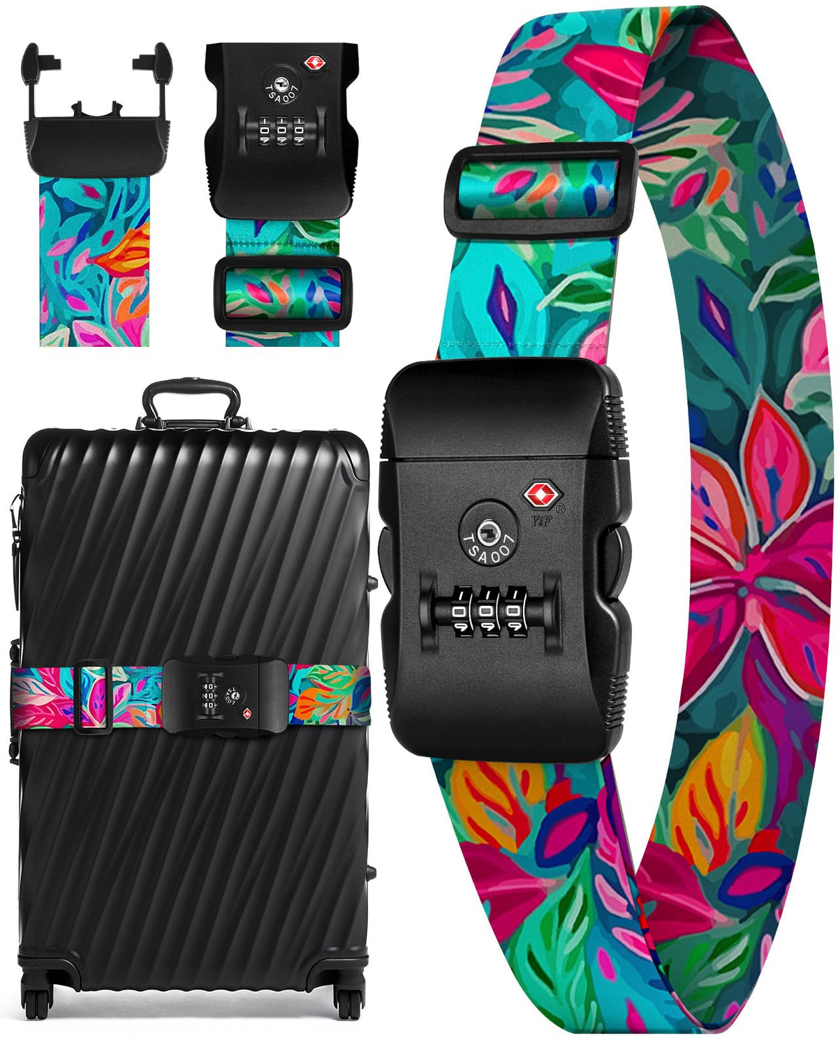 Slohif Luggage Straps TSA Lock for Suitcases - Travel Belt TSA Approved Accessories Luggage Identifiers Carry On Bag with Buckle Nylon Adjustable Band for Add a Bag Butterflies