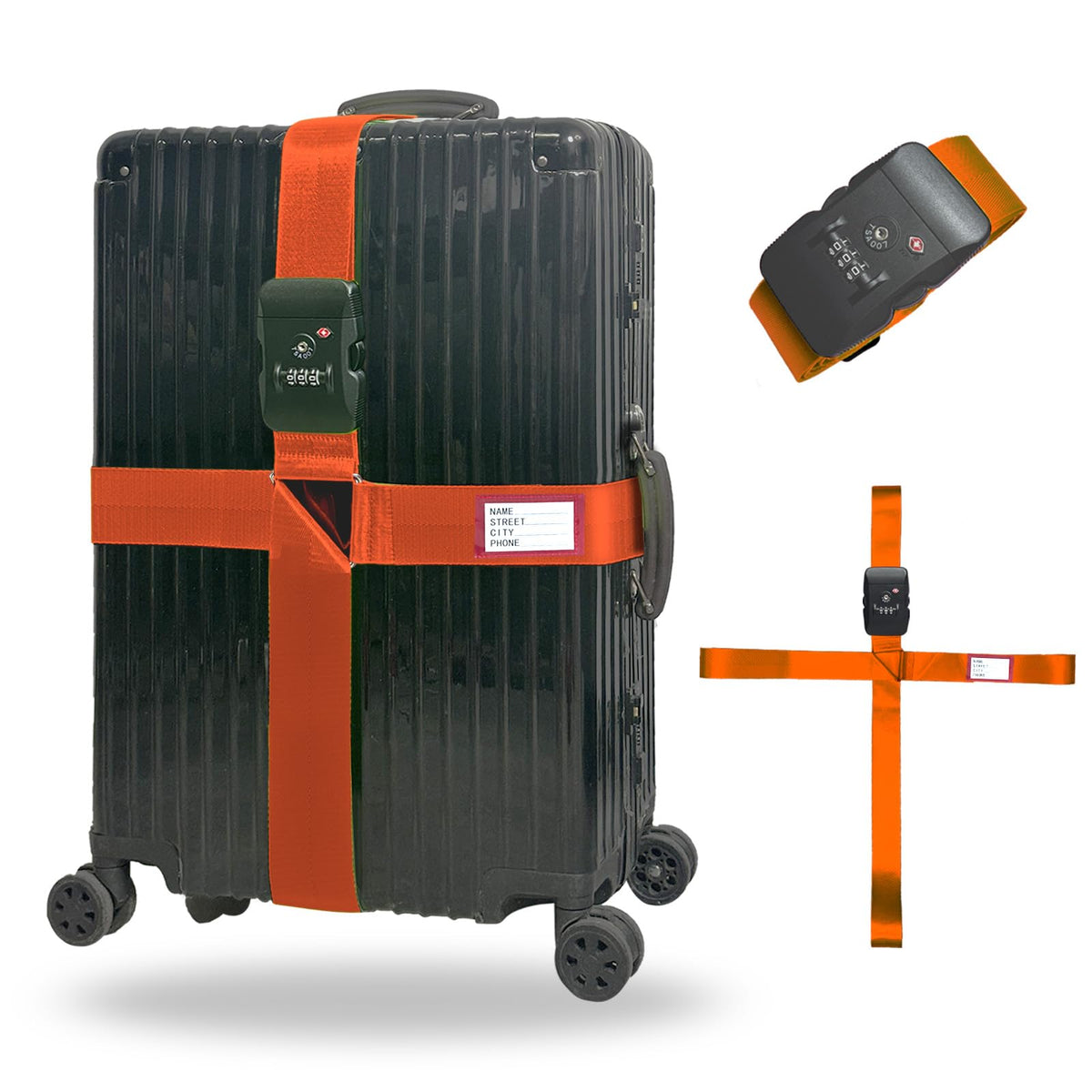 Luggage Straps TSA Approved with Lock,Suitcase Straps with Tags(Red 2 Pack)