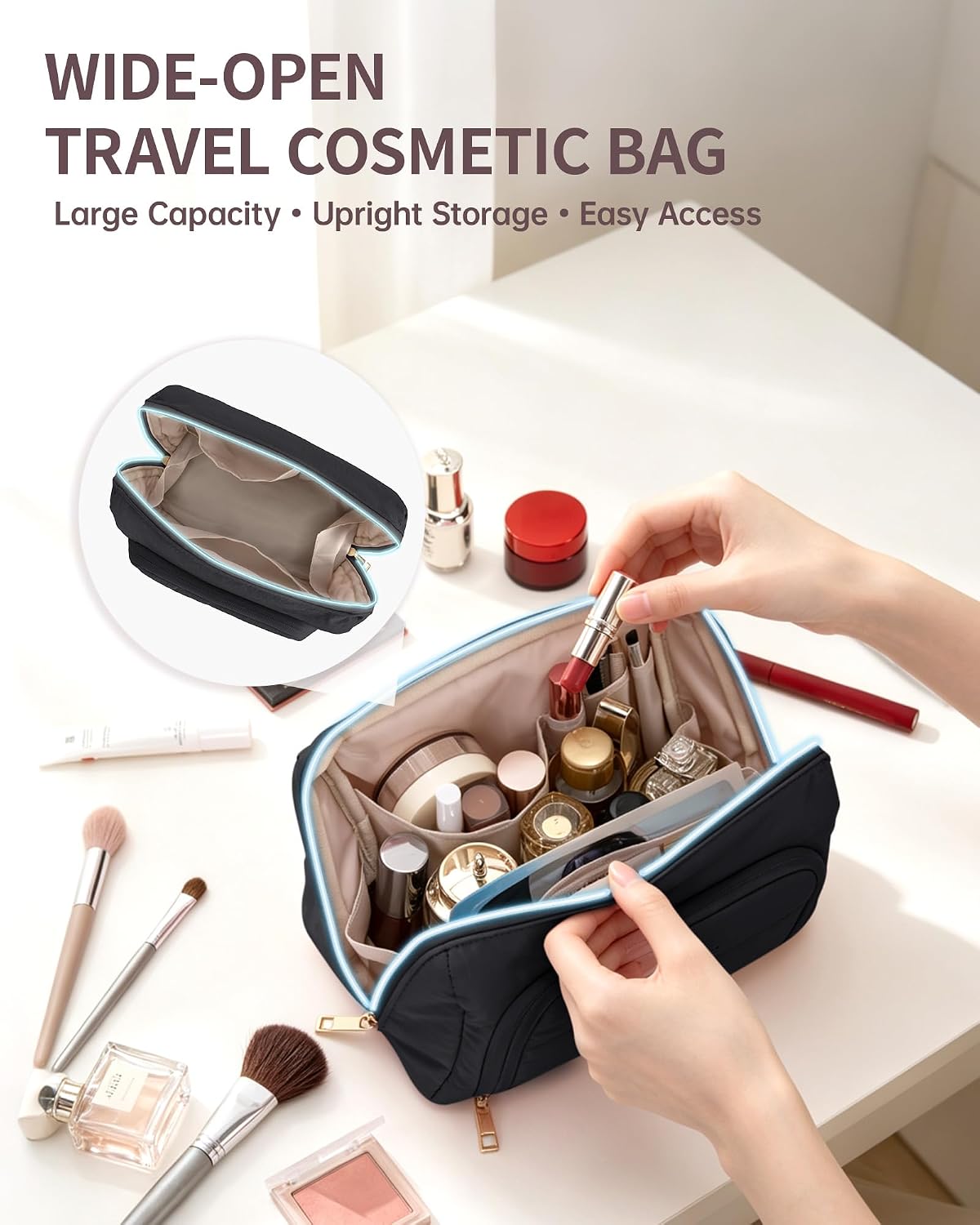 Makeup Bag Travel Toiletry Bag Puffy Padded Cosmetic Bag for Women