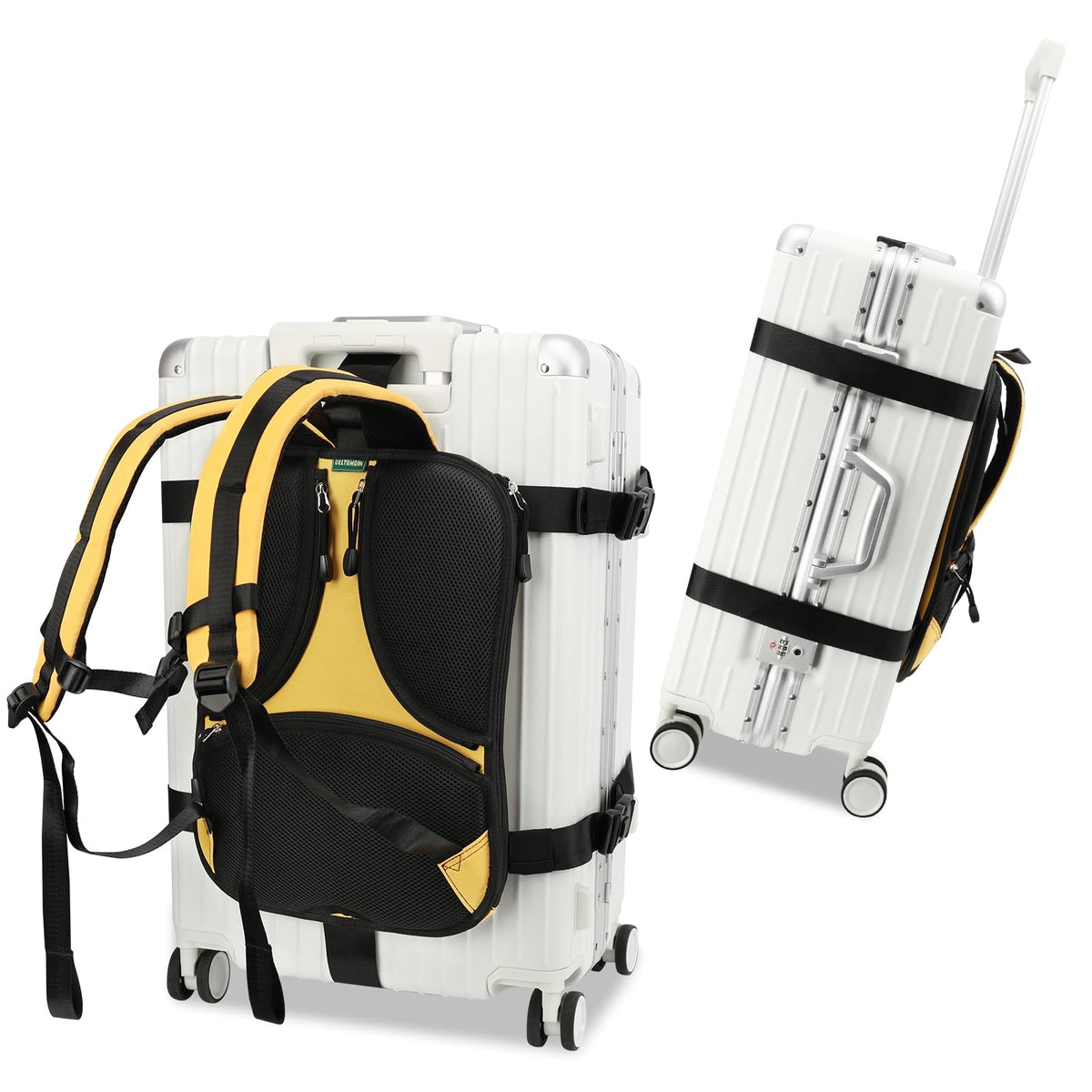 Heavy-Duty Backpack Carrying Straps System for 22-30 Inch Suitcase Luggage Hardcase for Adventure Travel Cobble Stone Streets Stair - L