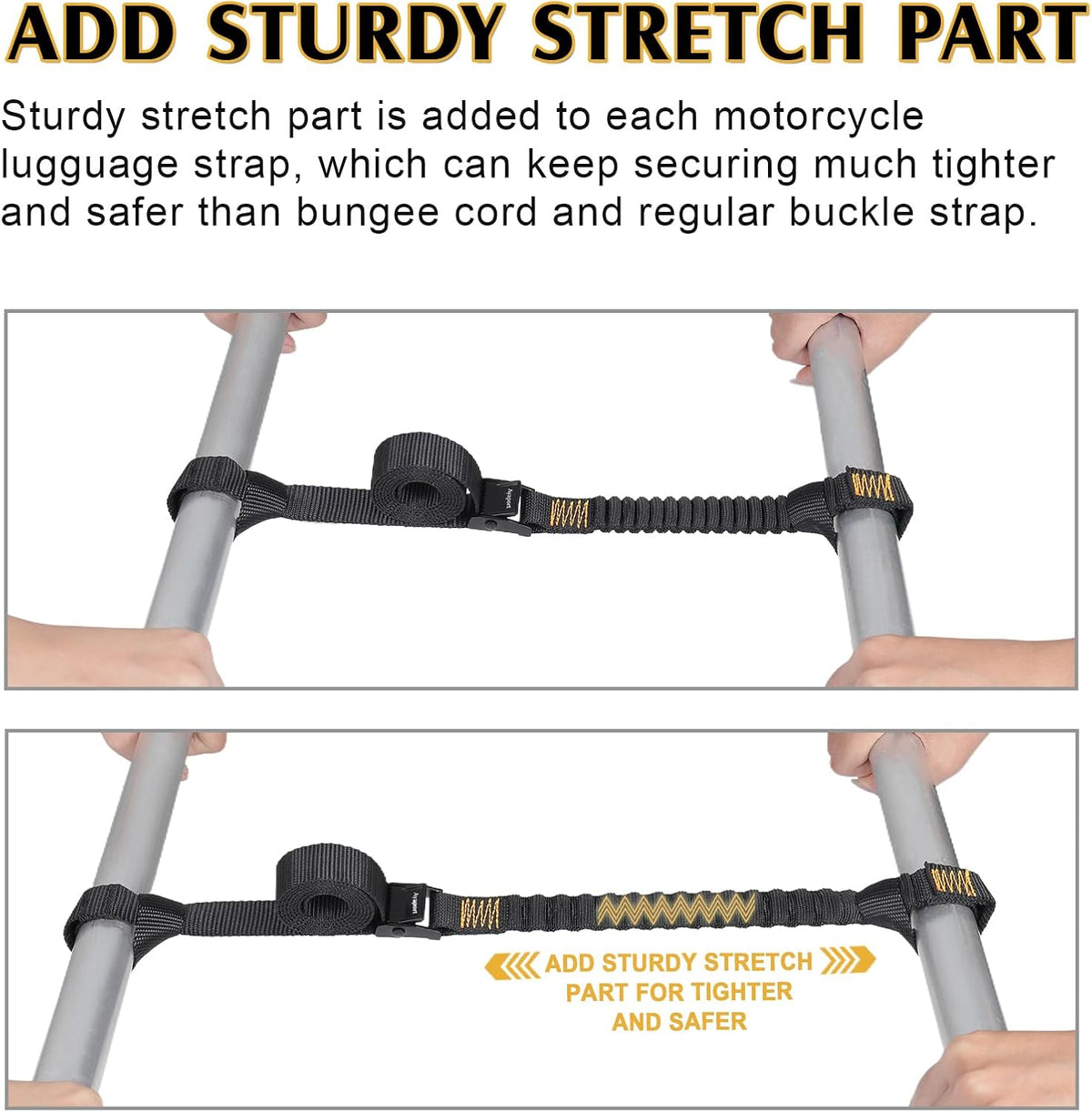 Ayaport Motorcycle Luggage Straps Stretch Adjustable Straps with Clips for Securing (4)