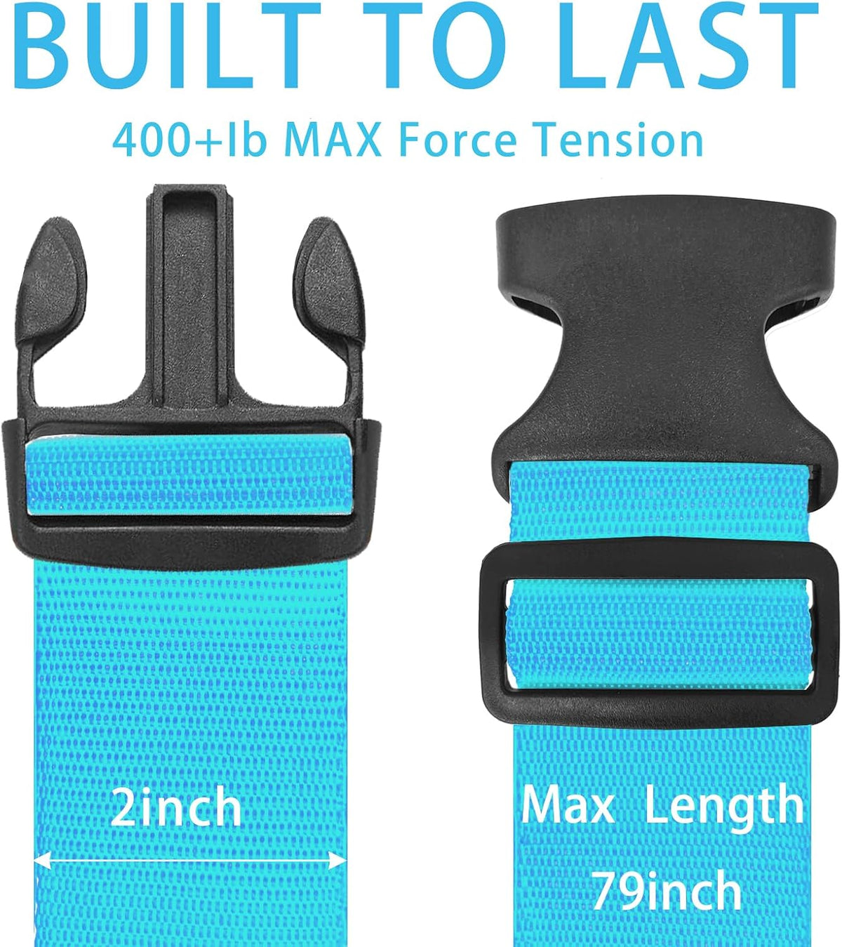 BILIONE Luggage Straps for Suitcases,79" Long Adjustable Luggage Belts
