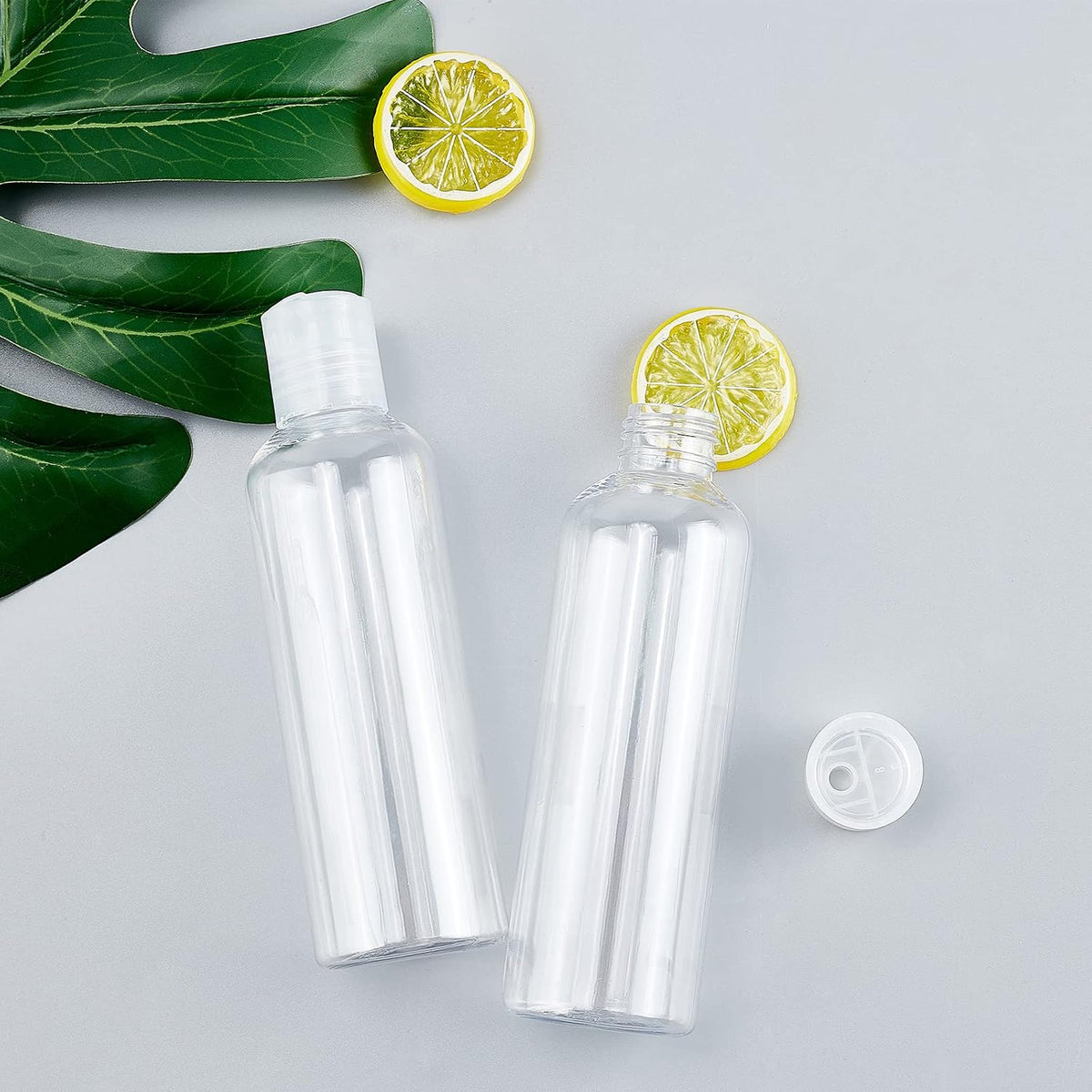 BENECREAT 8 Pack 6.7oz PET Plastic Bottles, Clear Refillable Travel Bottles with Press Disc Flip Cap for Shampoo, Conditioner, Lotion, Cream, Cosmetics & DIY Projects