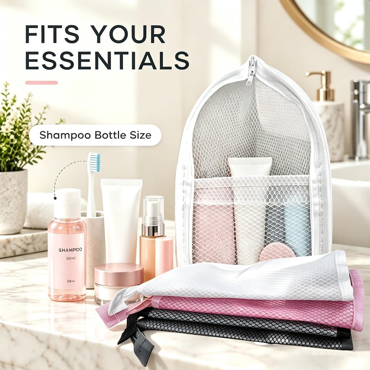Standing Toiletry Bag, 4 Pack EVA Mesh Waterproof Travel Organizer