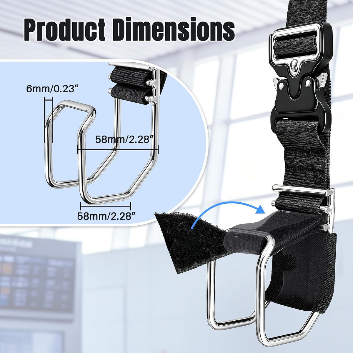 Vigorport Stainless Steel Luggage Hook Strap, Heavy Duty Add A Bag J Hook