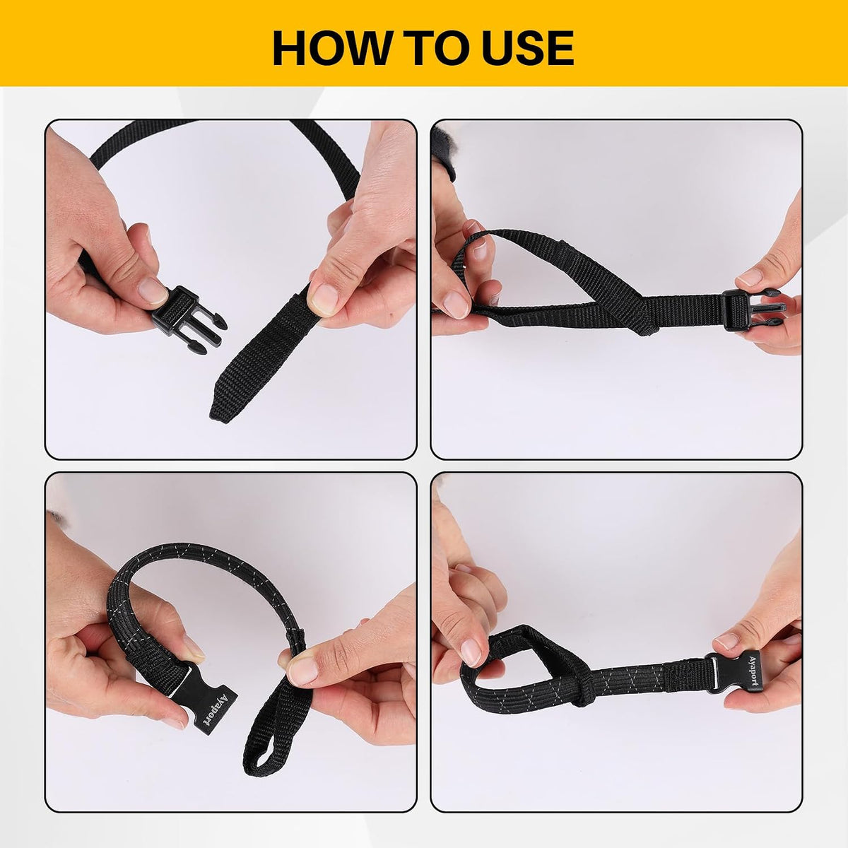 Ayaport Motorcycle Luggage Straps Adjustable Pack Stretch Straps 18"- 60" Black/Reflective for Securing Loads to Motorcycles/Bikes etc. 4Pack
