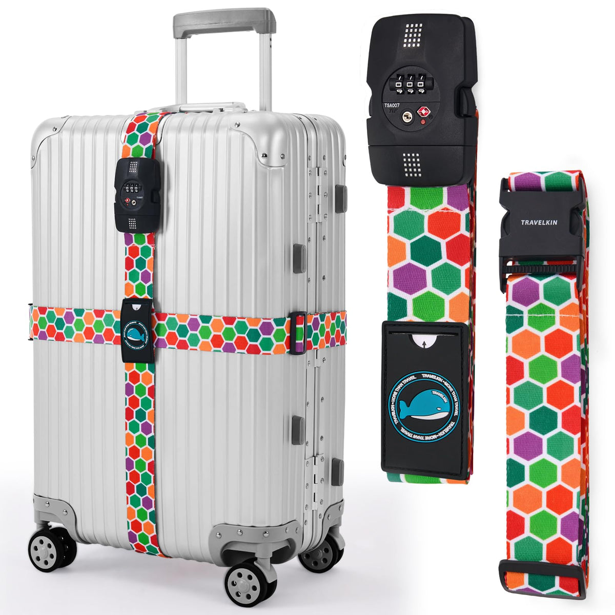 Travelkin Luggage Straps TSA Approved, Suitcase Straps with TSA Lock