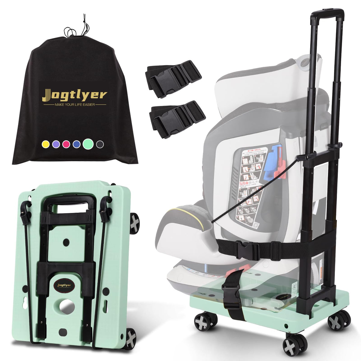 Portable Car Seat Dolly for Airport,Foldable Travel Hand Truck