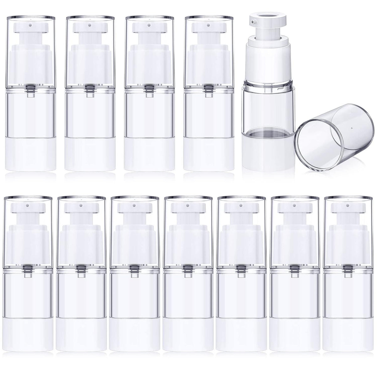 Suclain 12 Pcs 15 ml Airless Pump Bottles, 0.5 oz Travel Refillable