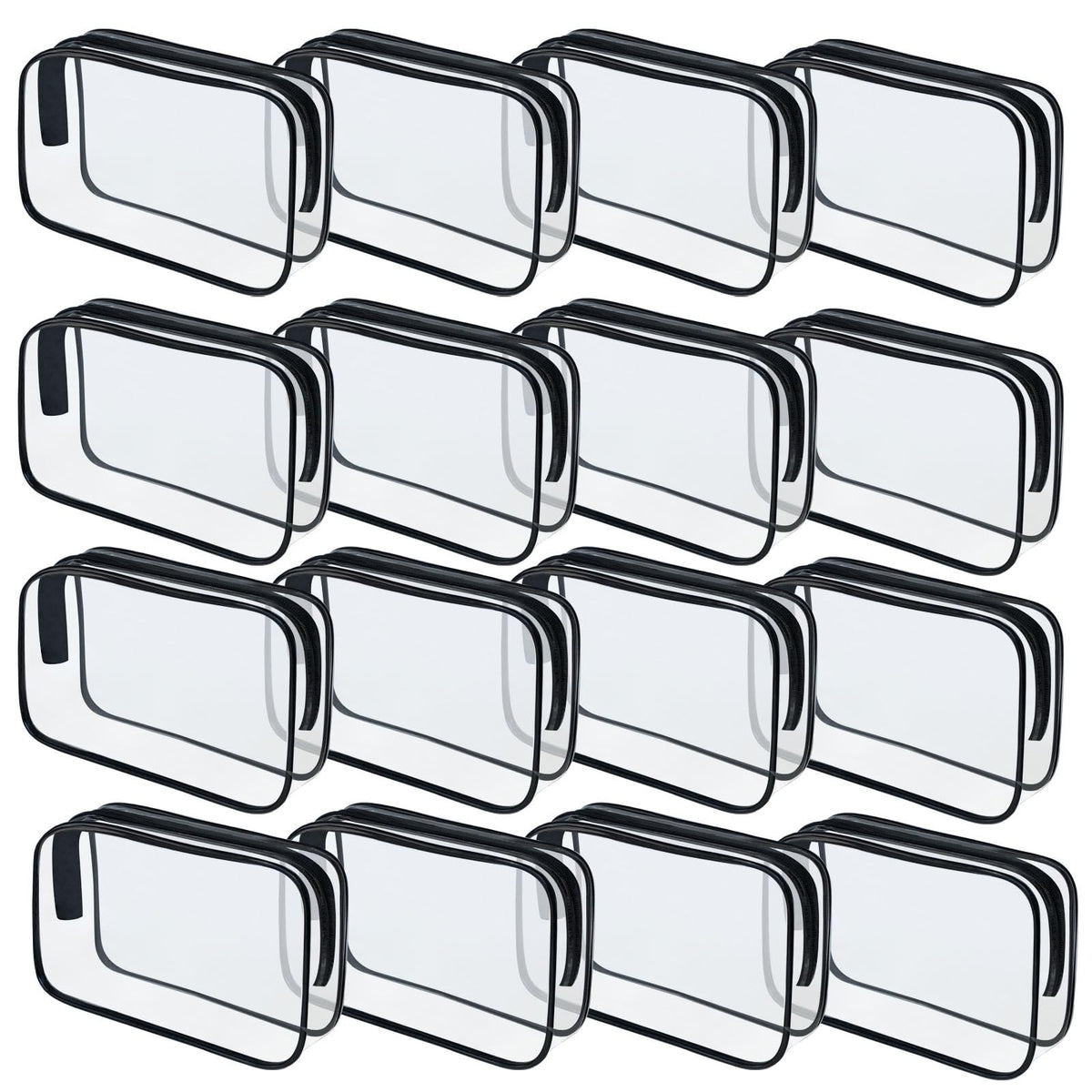 16 Pieces Clear Makeup Bags Bulk, TSA Approved Toiletry Bag for Travel, PVC Waterproof Cosmetic Pouches Clear Pouch with Zipper for Men and Women Carry-on Travel Essentials Cosmetic Bags (White-M)