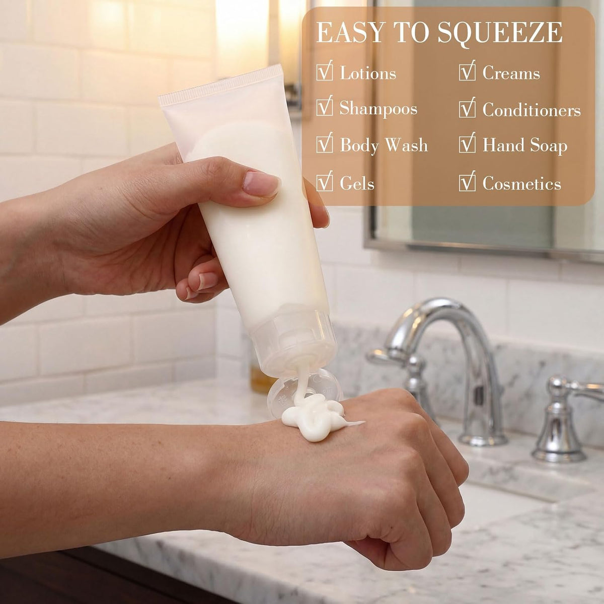 100 Ml/3.4 oz 50 Pcs Empty Refillable Squeeze Tubes,Transparent Cap