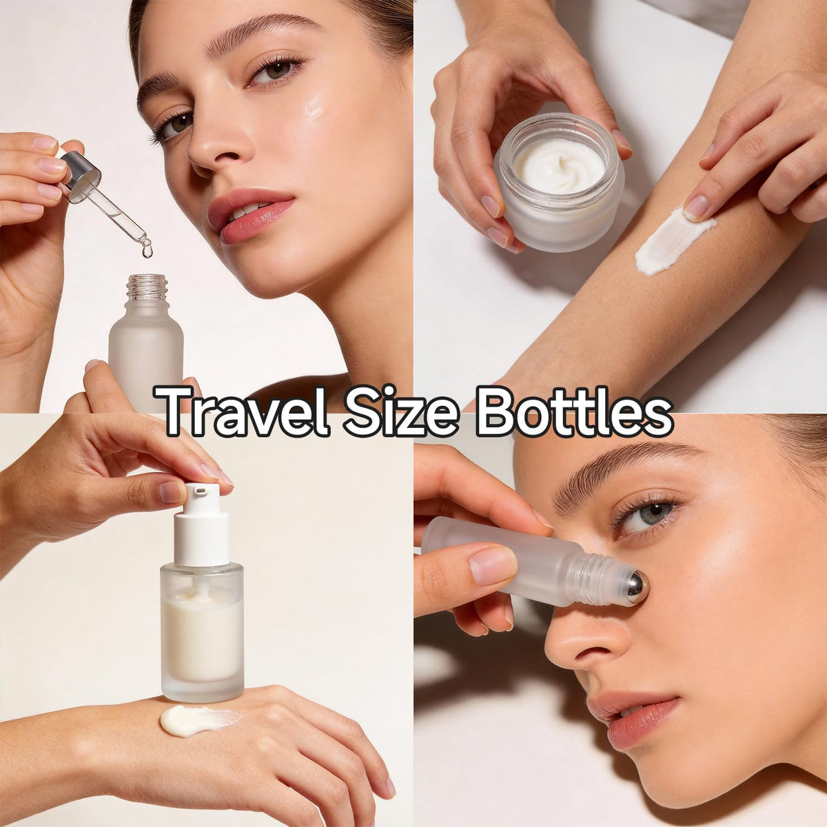 18pcs Skincare Glass Travel Bottles with Label, Travel Size for Toiletries, Leak-Proof, TSA-Approved Toiletry Bag, Travel Containers, Cosmetic Container Kits, large