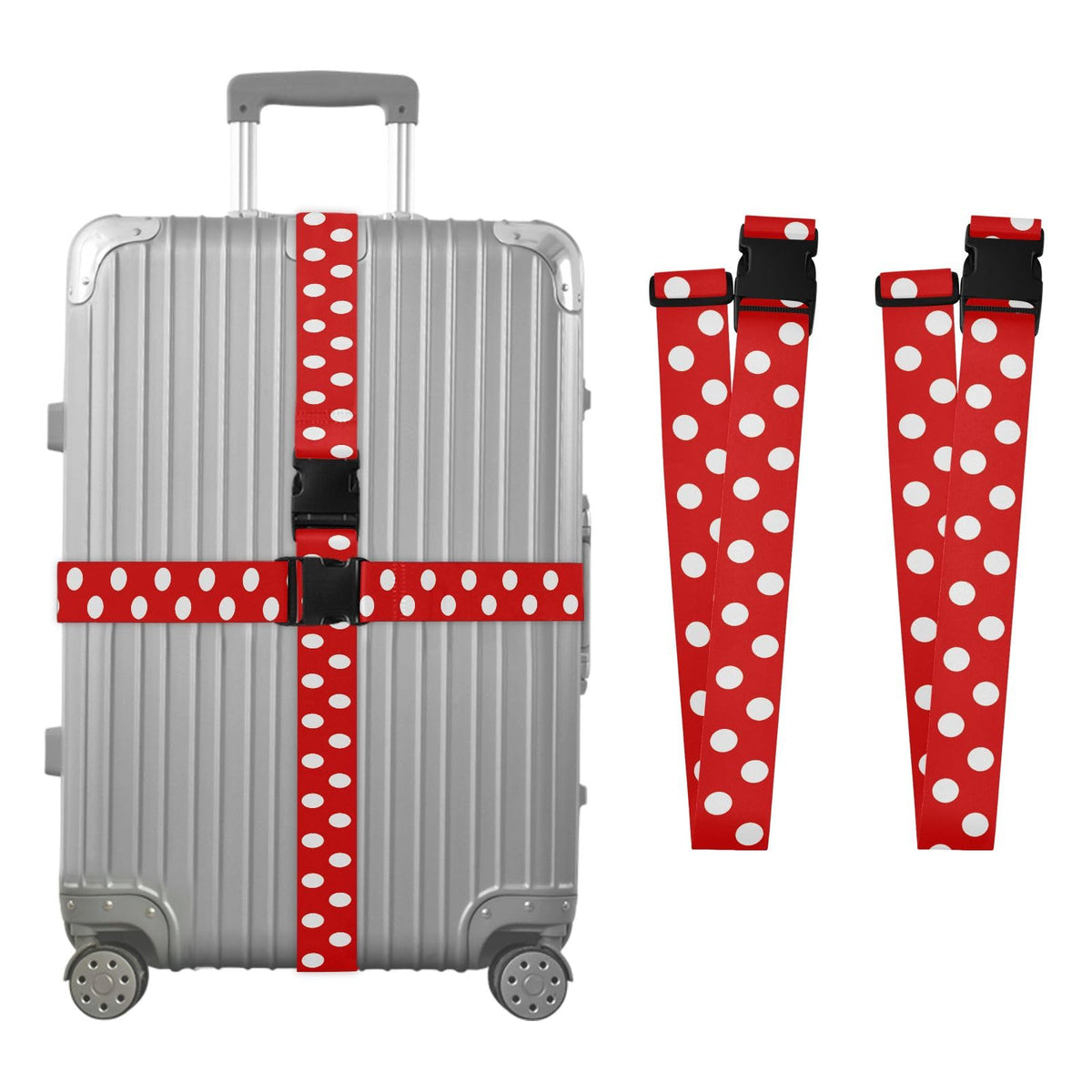 Red White Polka Dot Luggage Straps for Suitcases Luggage Belt Suitcase Strap with Buckles Packing Travel Adjustable 2 Pack