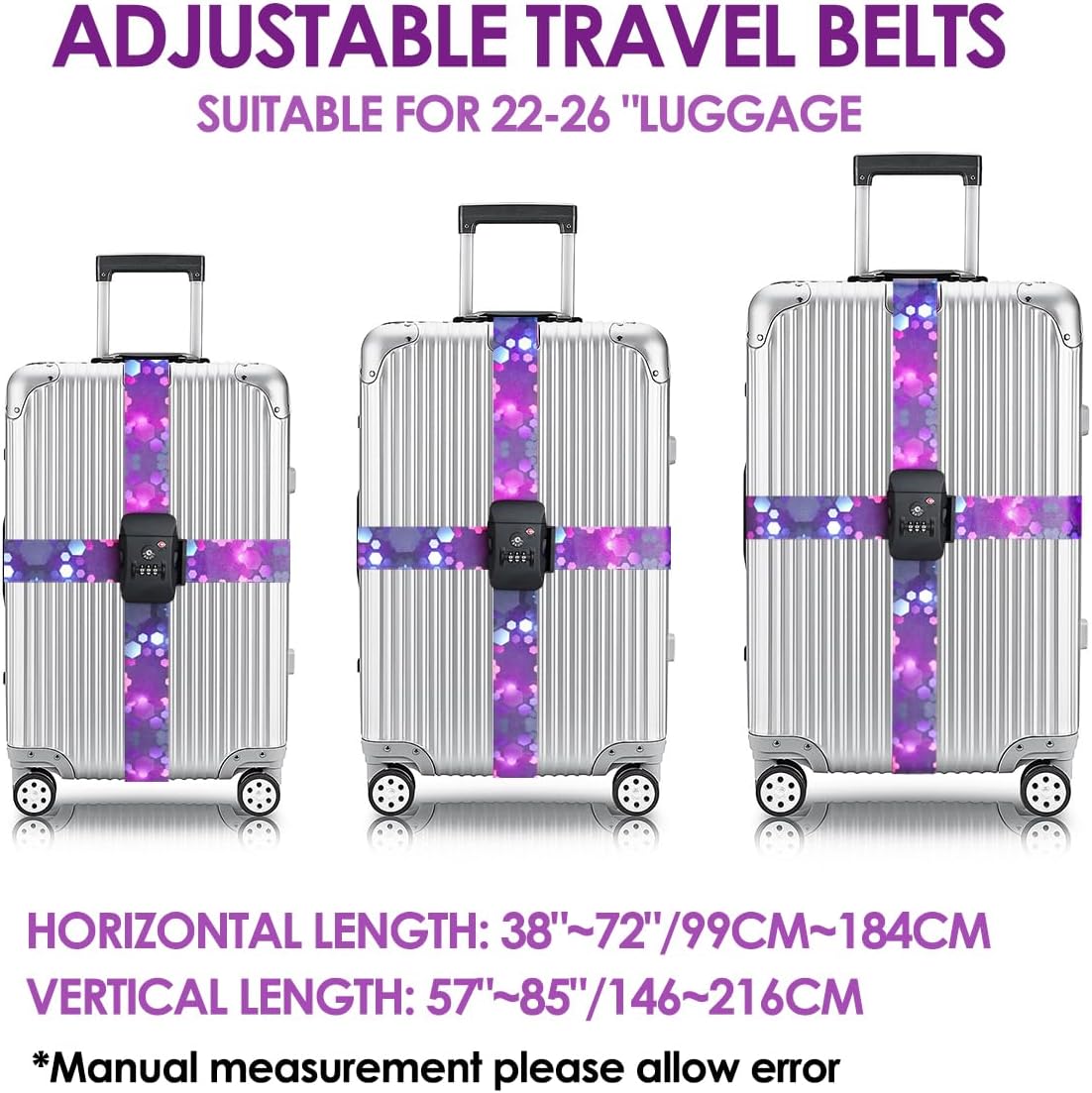 TSA Adjustable Travel Luggage Strap Suitcase Belt Travel Bag Accessories 1.96 in W x 6.23 ft L