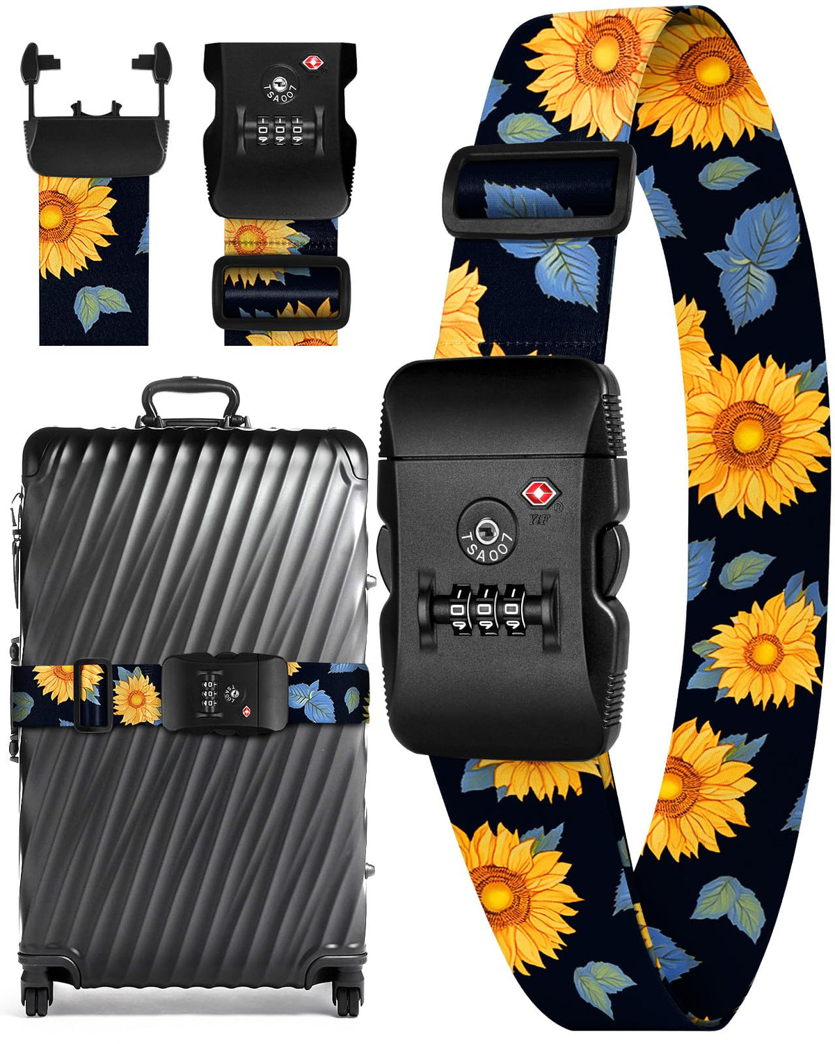 Slohif Luggage Straps TSA Lock for Suitcases - Travel Belt TSA Approved Accessories Luggage Identifiers Carry On Bag with Buckle Nylon Adjustable Band for Add a Bag Butterflies