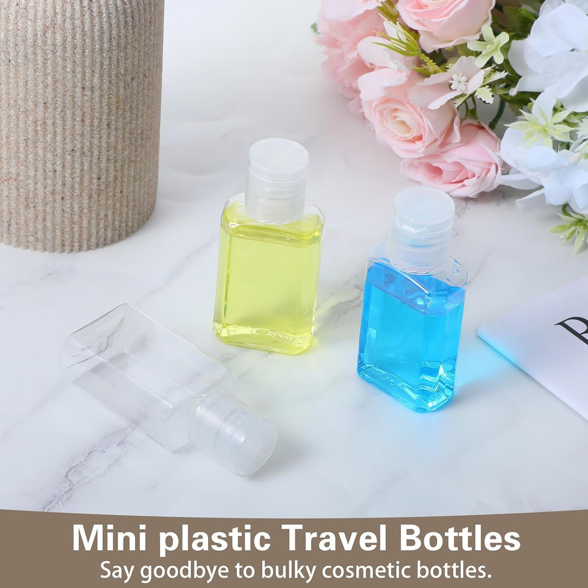 120 Pack 1 oz Empty Travel Bottles, Refillable Flip Cap for Lotion Shampoo