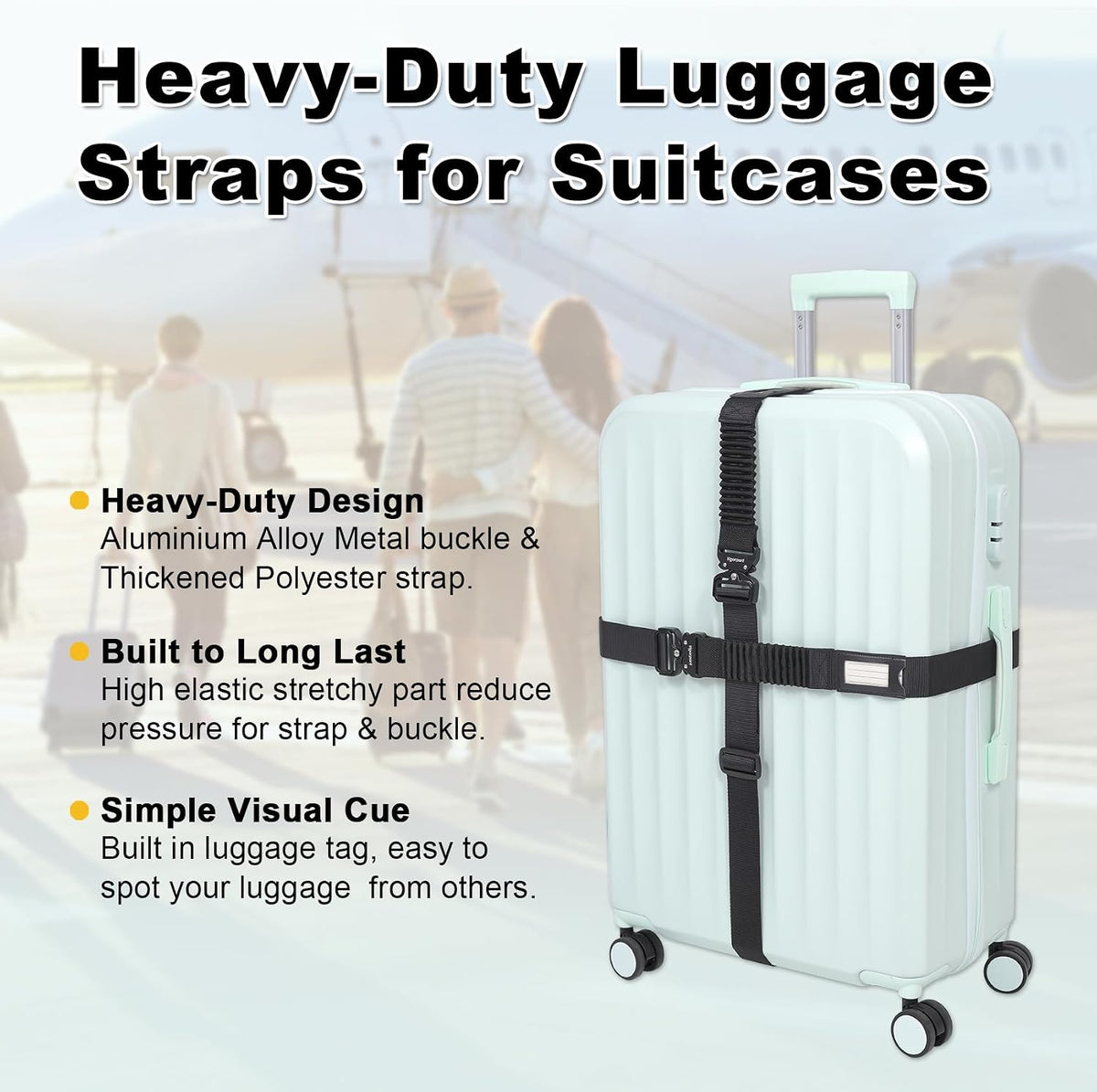 Vigorport Luggage Straps for Suitcases, Heavy Duty Luggage Belt Strap