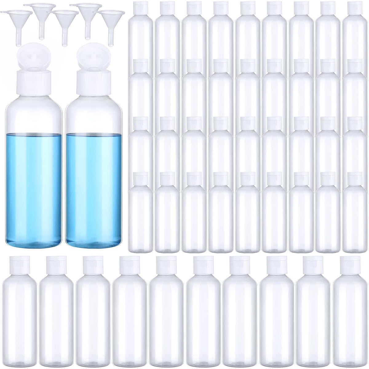 Eccliy 100 Pack 2 OZ Clear Plastic Bottles Travel Lotion Bottle
