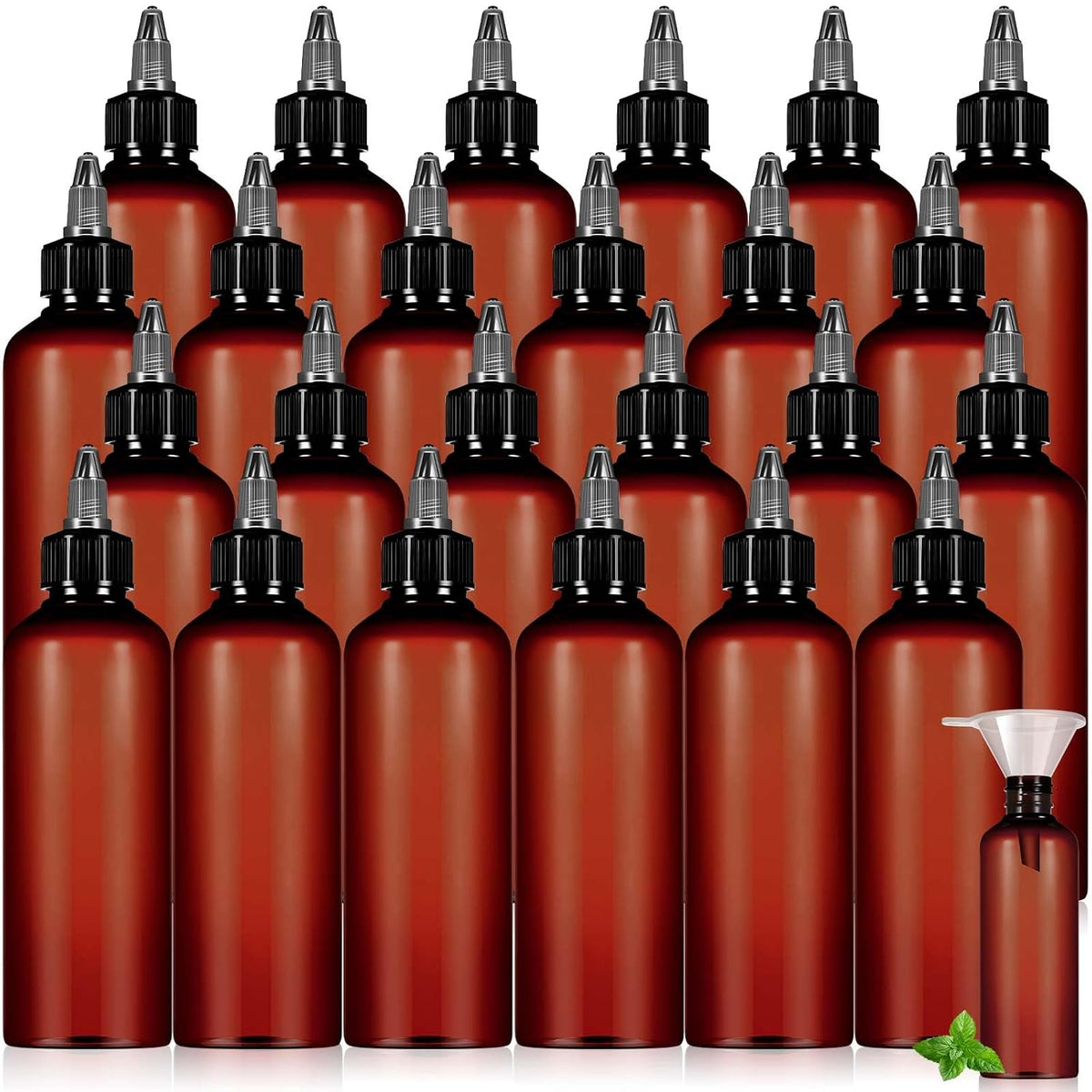 Barydat 24 Pcs 3 oz Squeeze Applicator Bottles for Hair Oiling, Amber
