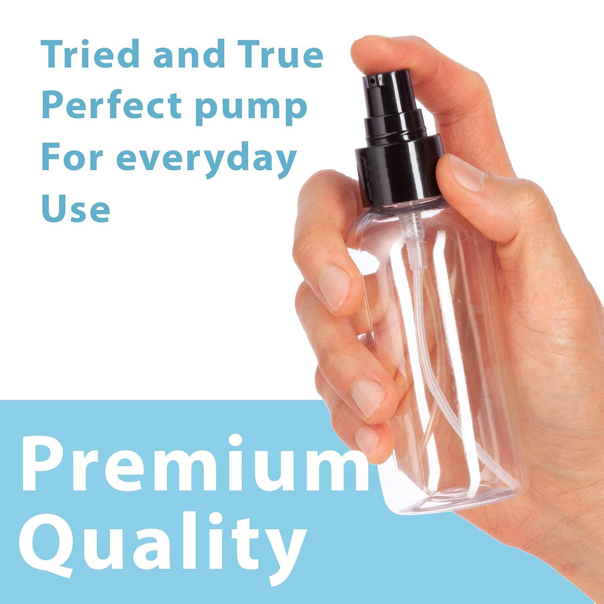 JUVITUS 4 oz / 120 ml Clear Plastic PET Boston Round Bottle (BPA Free) with Black Treatment Pump (12 pack)