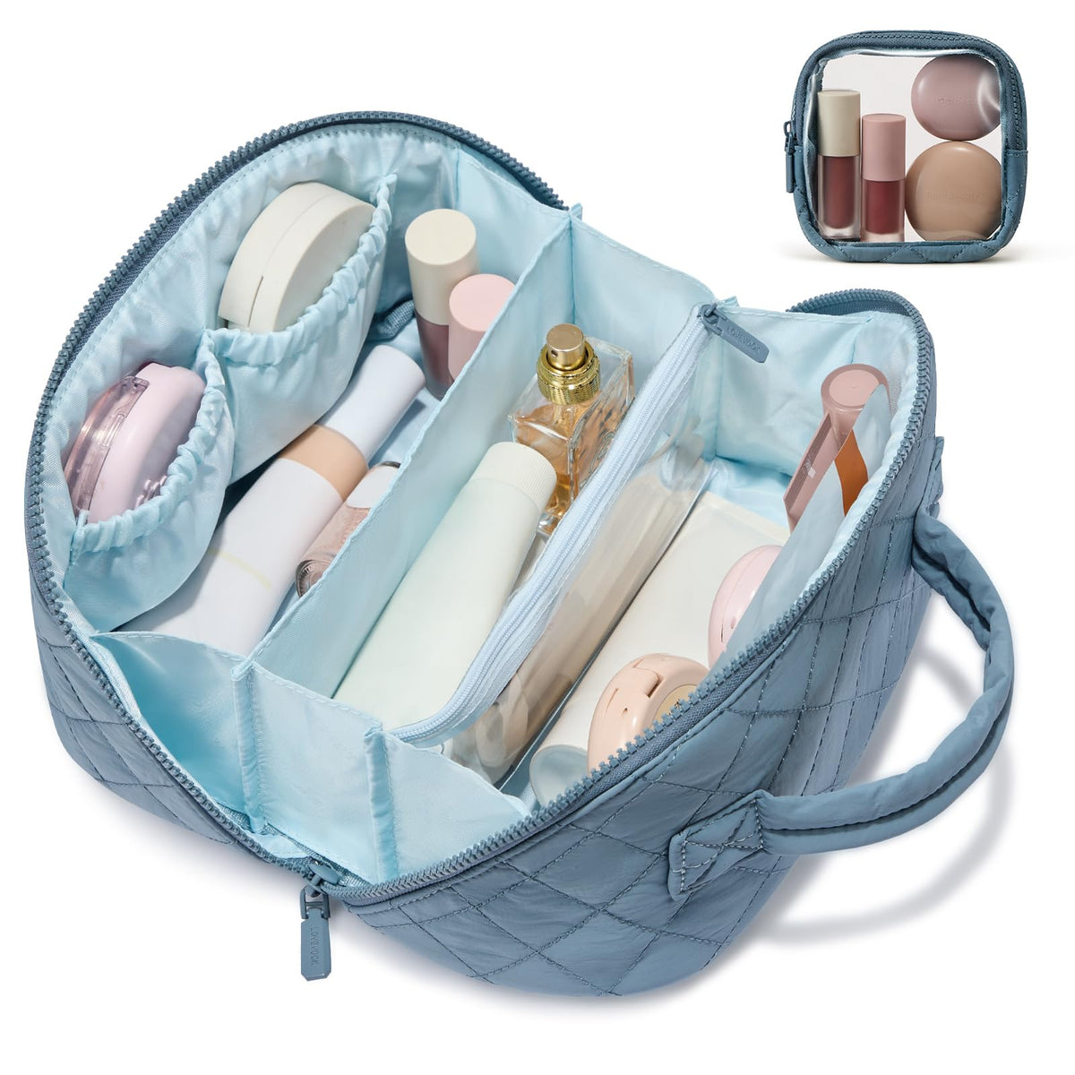 LOVEVOOK Travel Makeup Bag for Women With Mirror, Small Toiletry Bag