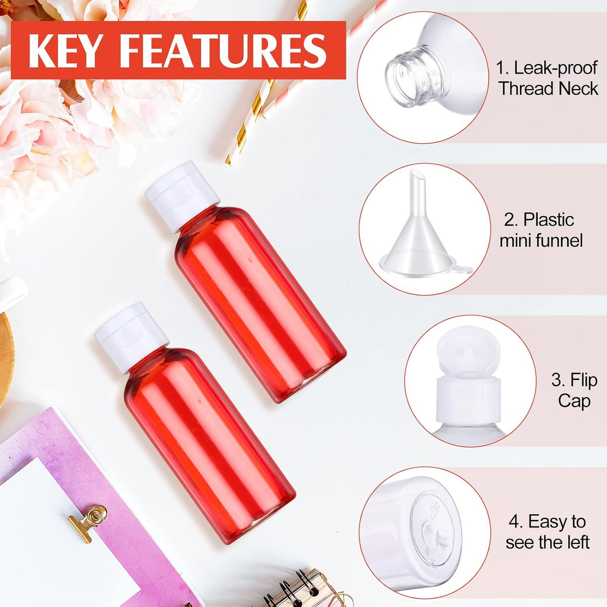 Eccliy 100 Pack 2 OZ Clear Plastic Bottles Travel Lotion Bottle