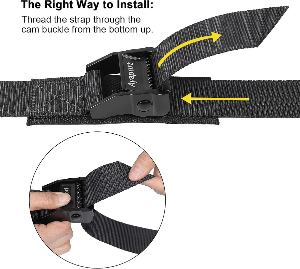 Ayaport Adjustable Lashing Straps with Buckles 1.5" x 8', 4 Pack
