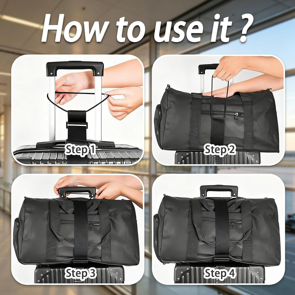4-Pack Luggage Straps for Suitcases with 2 Connector Strap