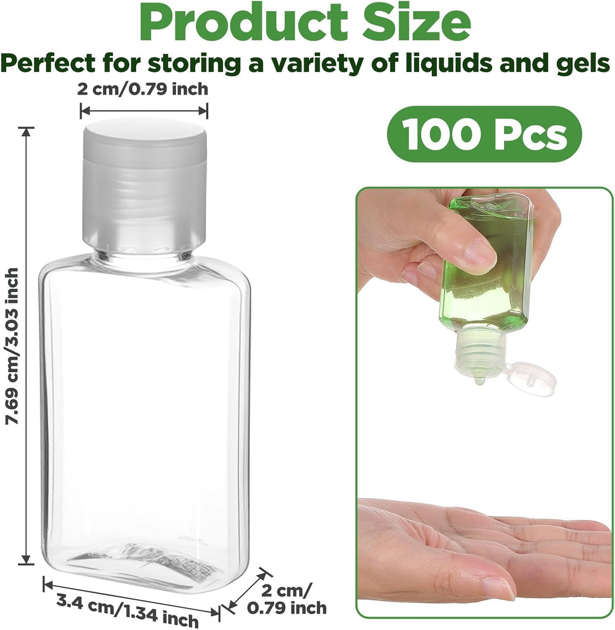 100 Pcs 1 oz Travel Bottles - Clear PET Refillable Containers with Flip Caps, Leak-Proof Mini Bottles for Shampoo, Lotion, Handwashing Fluid & More