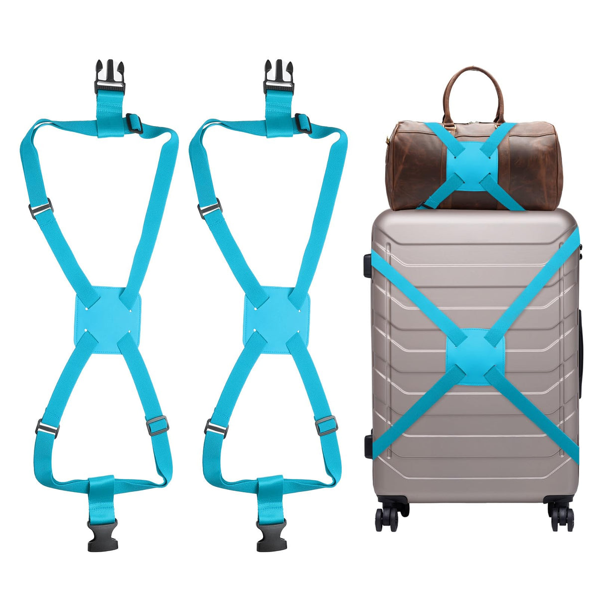 uxcell 2 Pcs Luggage Straps Bungees Adjustable Luggage Strap Buckle Carry Bag Elastic Suitcase Strap Belt Airport Travel Accessories for Travel Baggage Handbag Add Bag, Yellow