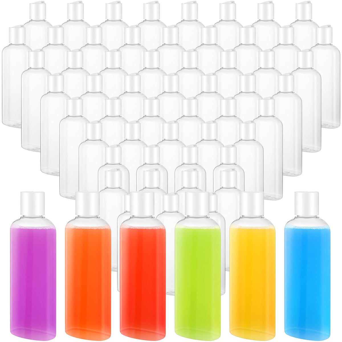 Domensi 24 Pcs Plastic Travel Bottles for Toiletries, 6.8oz, White