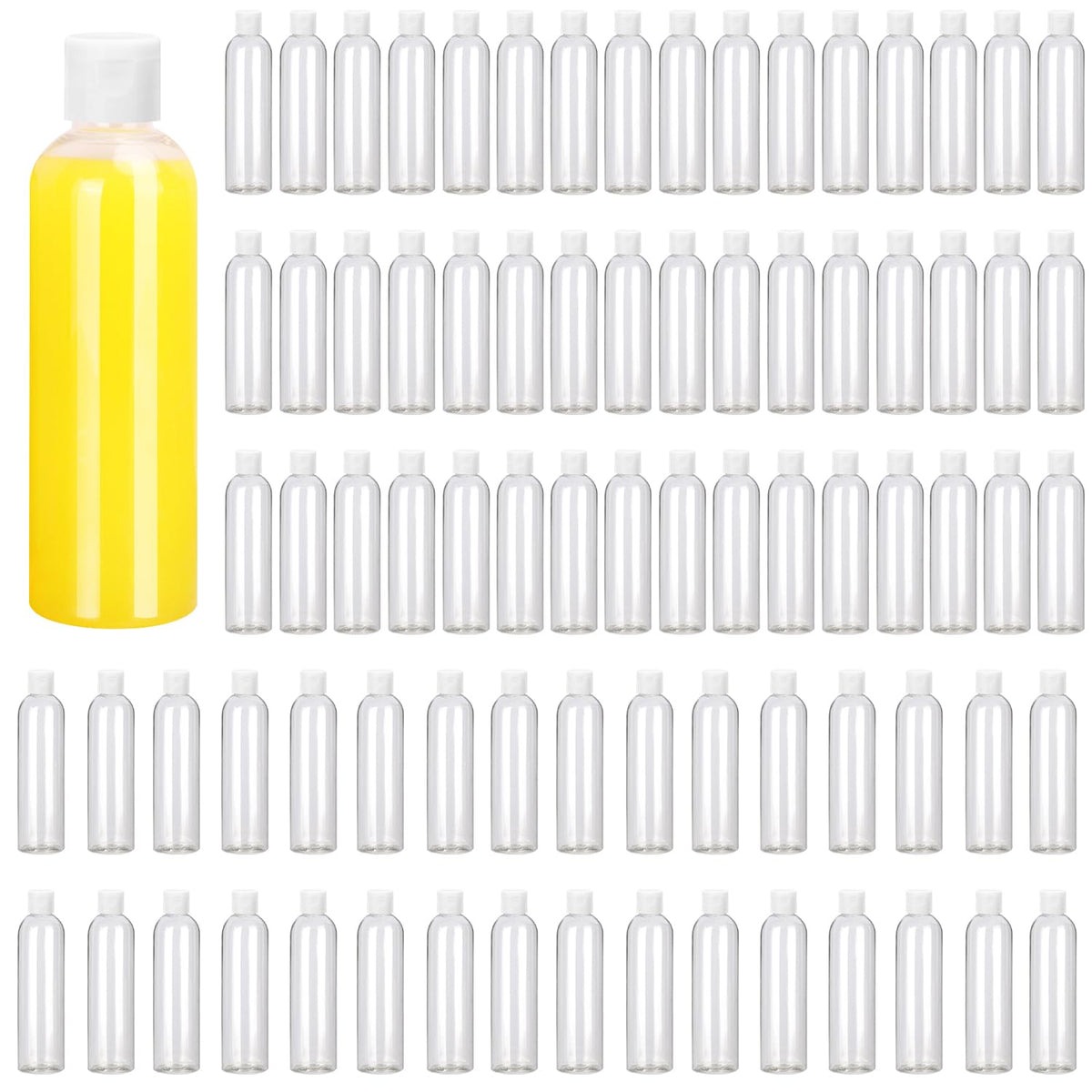 100 Pack 4 oz Plastic Squeeze Bottles with Top Flip Caps, Clear Empty Squeeze Bottles for Lotion, Travel-Friendly Clear Refillable Bottle, BPA-Free for Liquids and Personal Care