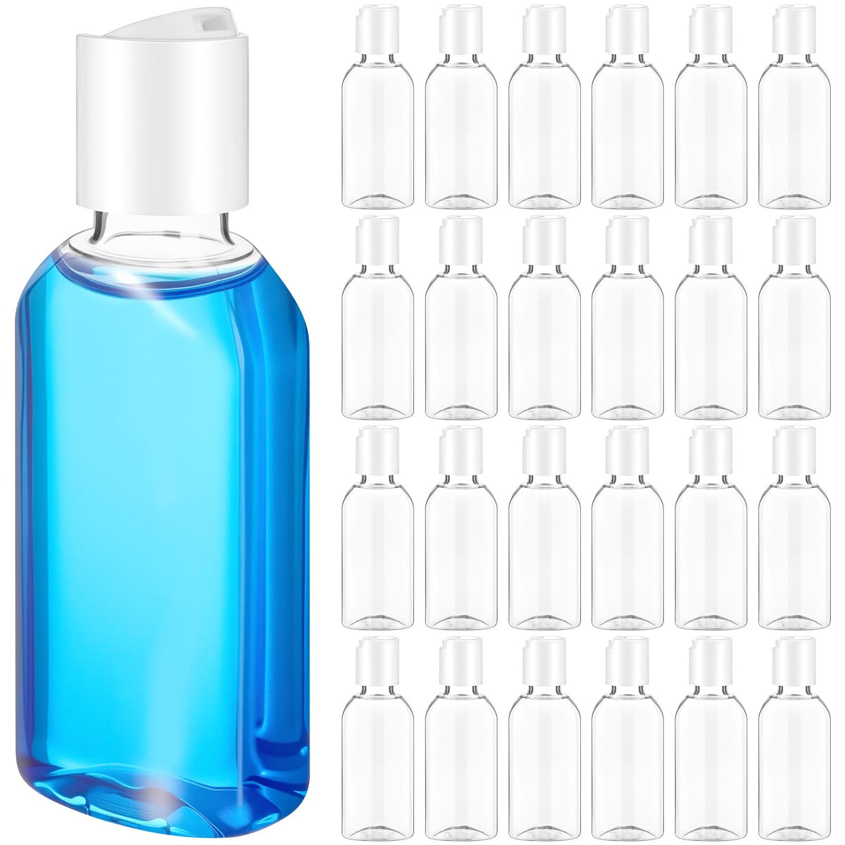 Domensi 24 Pcs Plastic Travel Bottles for Toiletries, 6.8oz, White