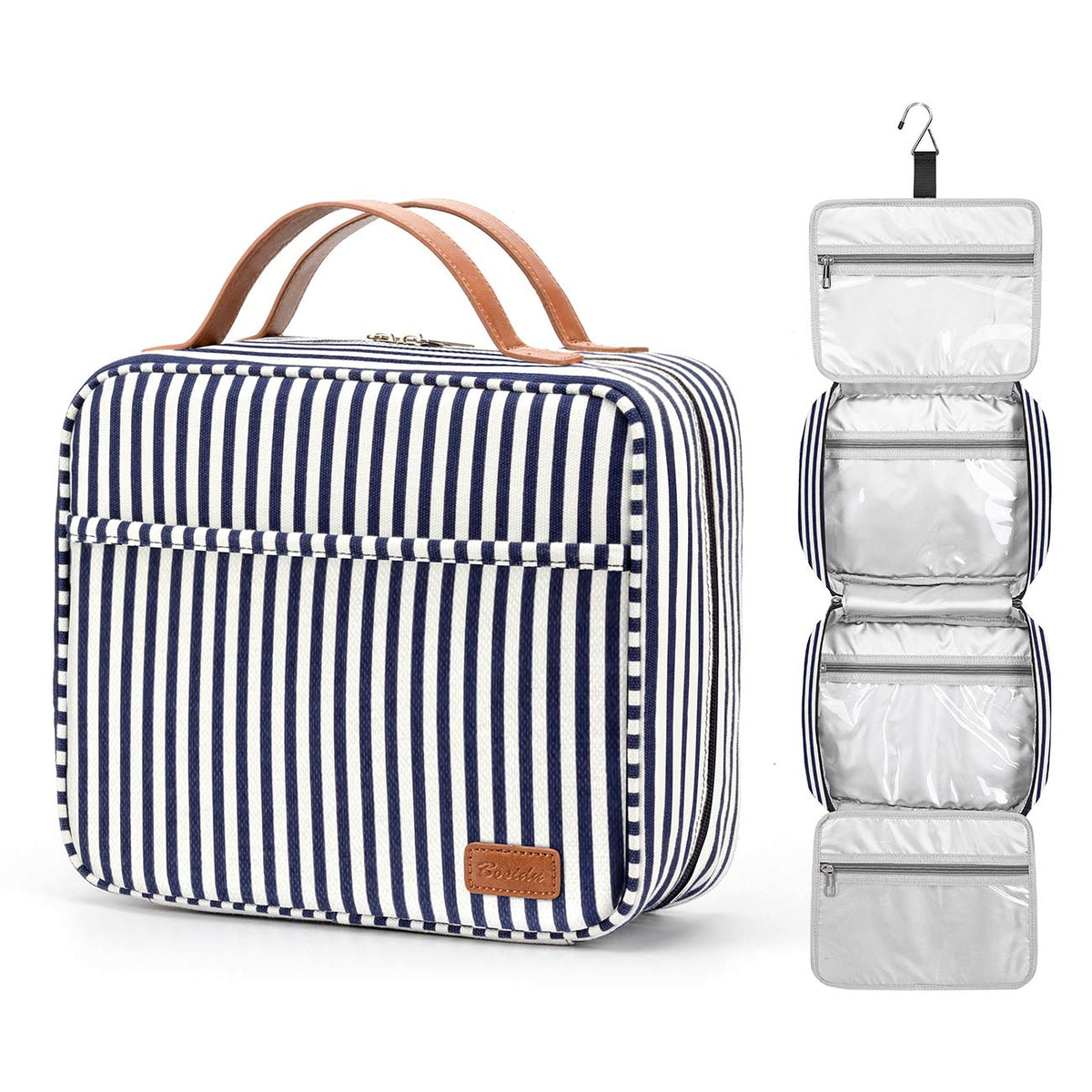 Bosidu Hanging Travel Toiletry Bag,Large Capacity Cosmetic Travel Toiletry Organizer for Women with 4 Compartments & 1 Sturdy Hook,Perfect for Travel/Daily Use/Christmas