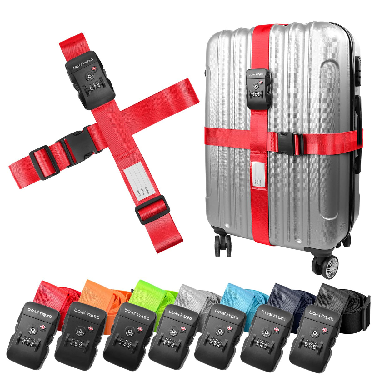 Travel Inspira Heavy Duty Luggage Straps with TSA Lock