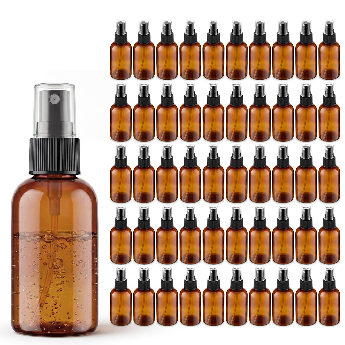 2 oz Amber Small Spray Bottle, Empty Spray Bottles plastic spray bottles Fine Mist Spray for Hair, Travel, Plants, Cleaning Solutions and Skin Care (24)