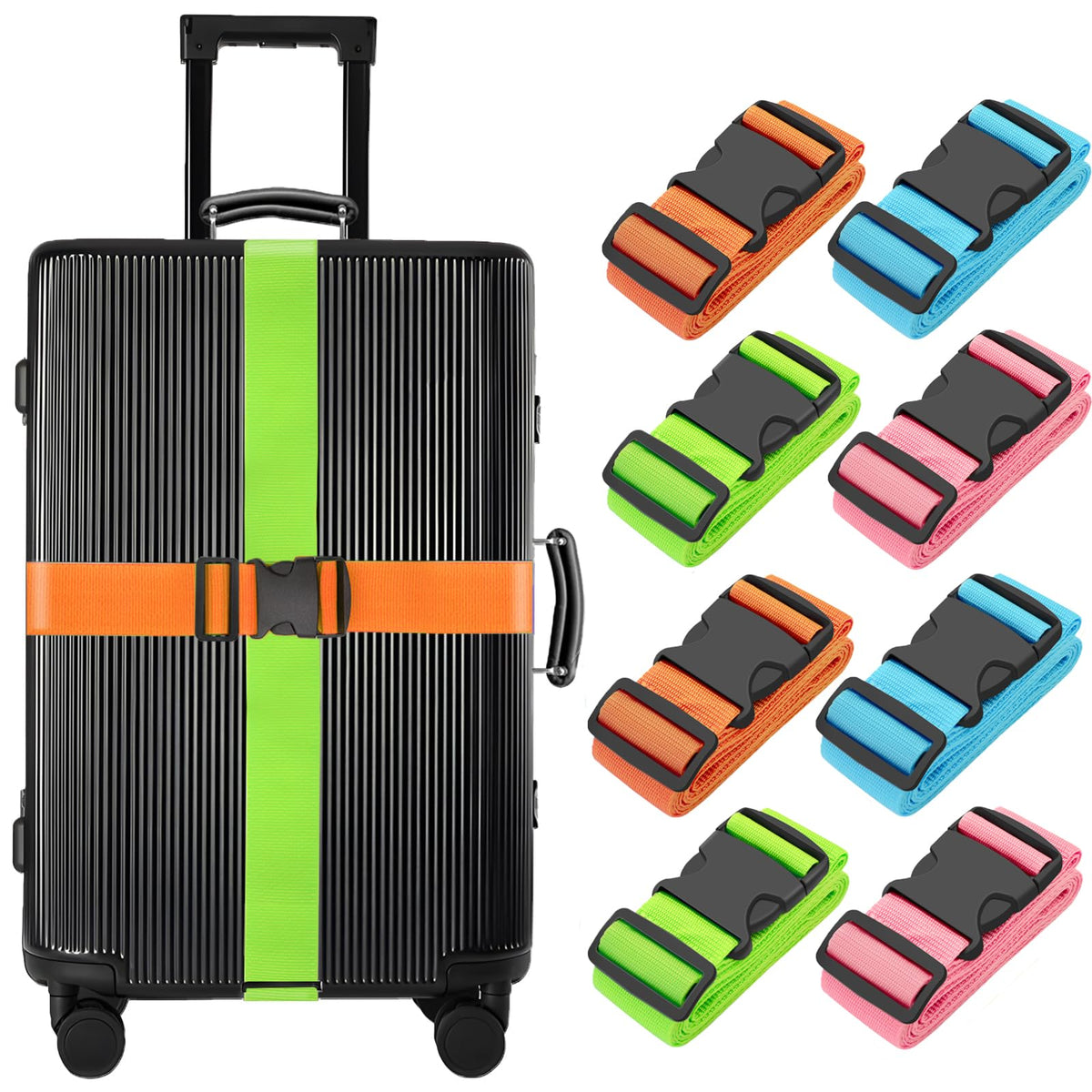 BILIONE Luggage Straps for Suitcases,79" Long Adjustable Luggage Belts