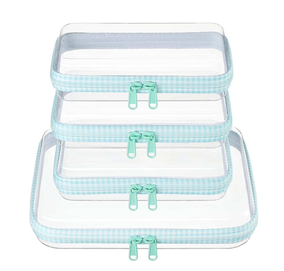 Clear Zipper Pouches, Hard Shell Zipper Case (M+3S)