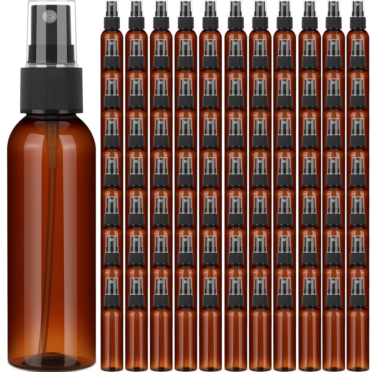Nuogo 90 Pack 4 oz Plastic Mini Spray Bottles Refillable Travel Size, Amber