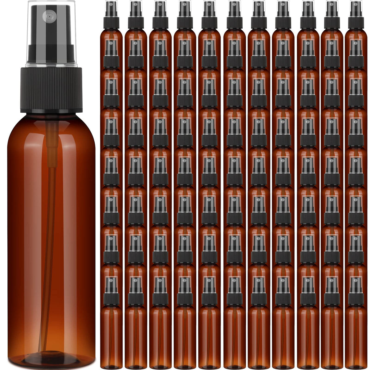 Nuogo 90 Pack 4 oz Plastic Mini Spray Bottles Refillable Travel Size, Amber