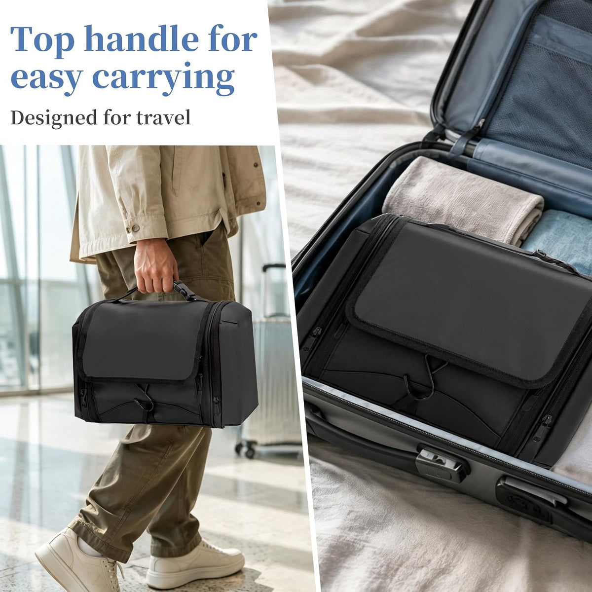 GDNasist Hanging Travel Toiletry Bag for Men, Large Hygiene Bag Organizer