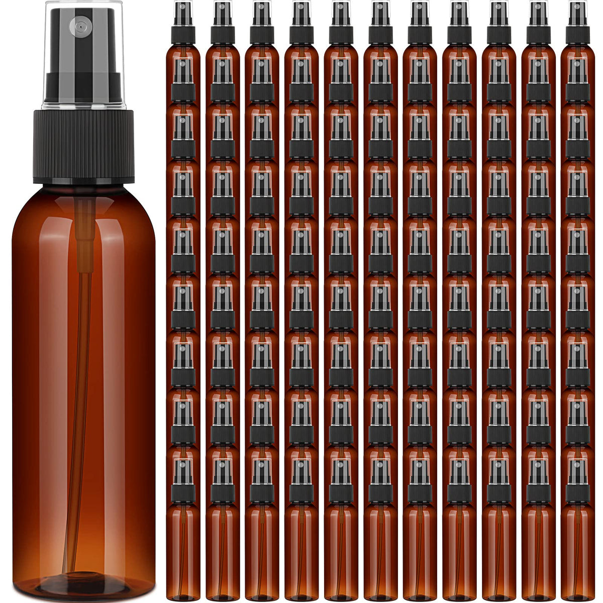 Nuogo 100 Pack 2 Oz Plastic Mini Travel Spray Bottles,Black